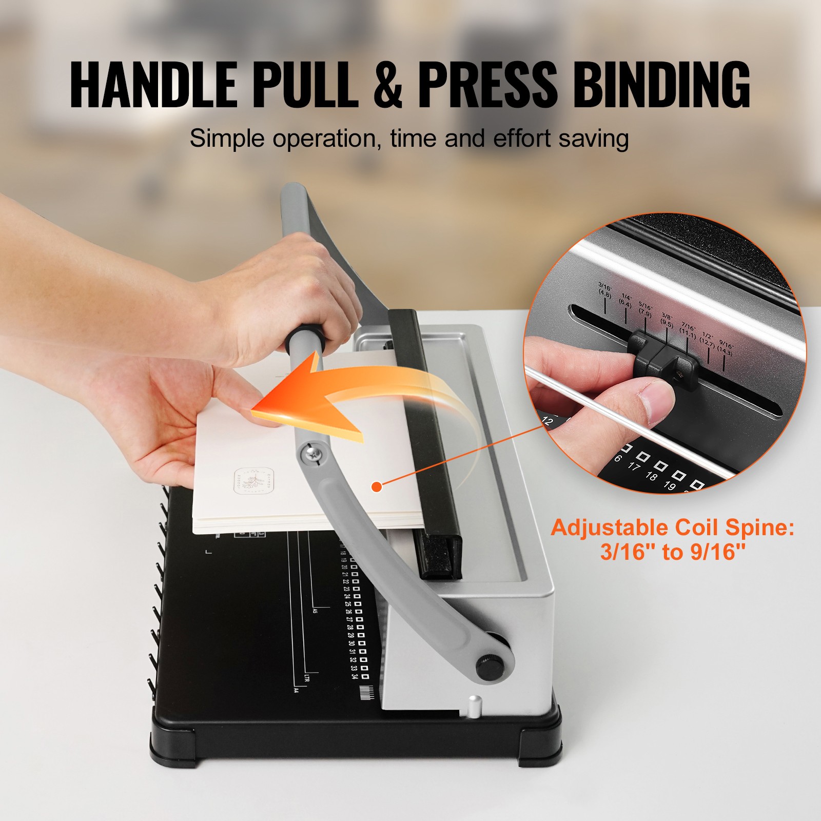 VEVOR Coil Spiral Binding Machine Manual Book Maker 34 Holes Letter Size A4 A5