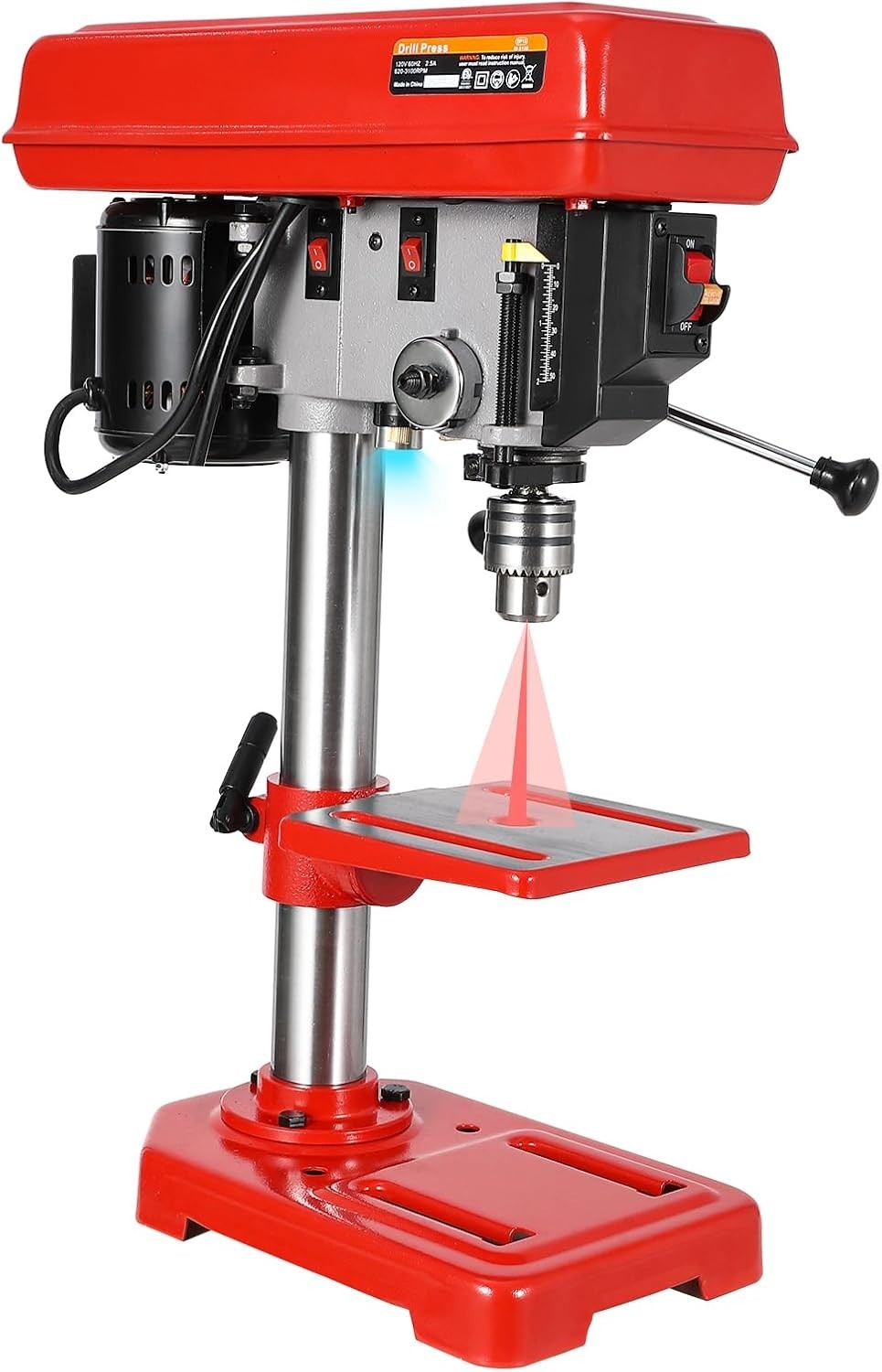 8″ Benchtop Drill Press, Laser Ray (Class II Max. 1mW), Tabletop Drilling Machin