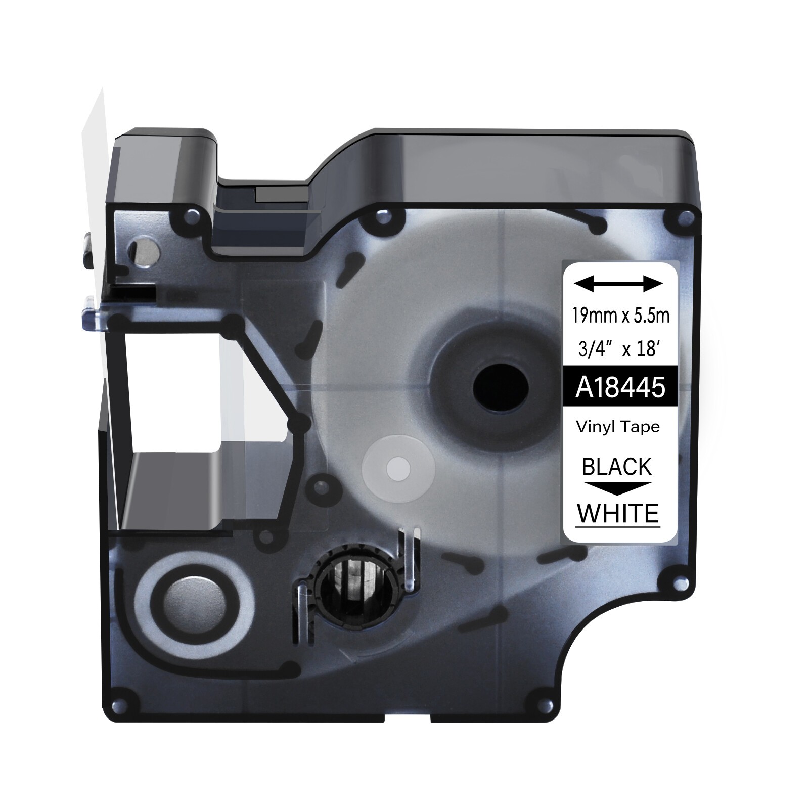 1PK Black on White IND Vinyl Label Tape 18445 for Dymo Rhino 6500 6000 3/4″