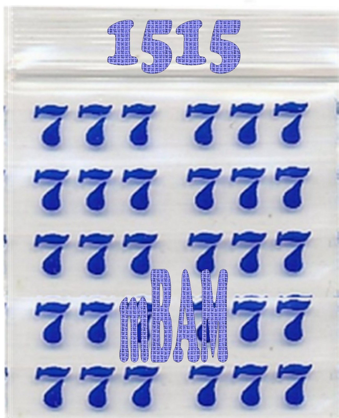 100 PACK BLUE LUCKY 777s 1515 Apple Zip Baggies 1.5×1.5″ Mini POLYBAGS