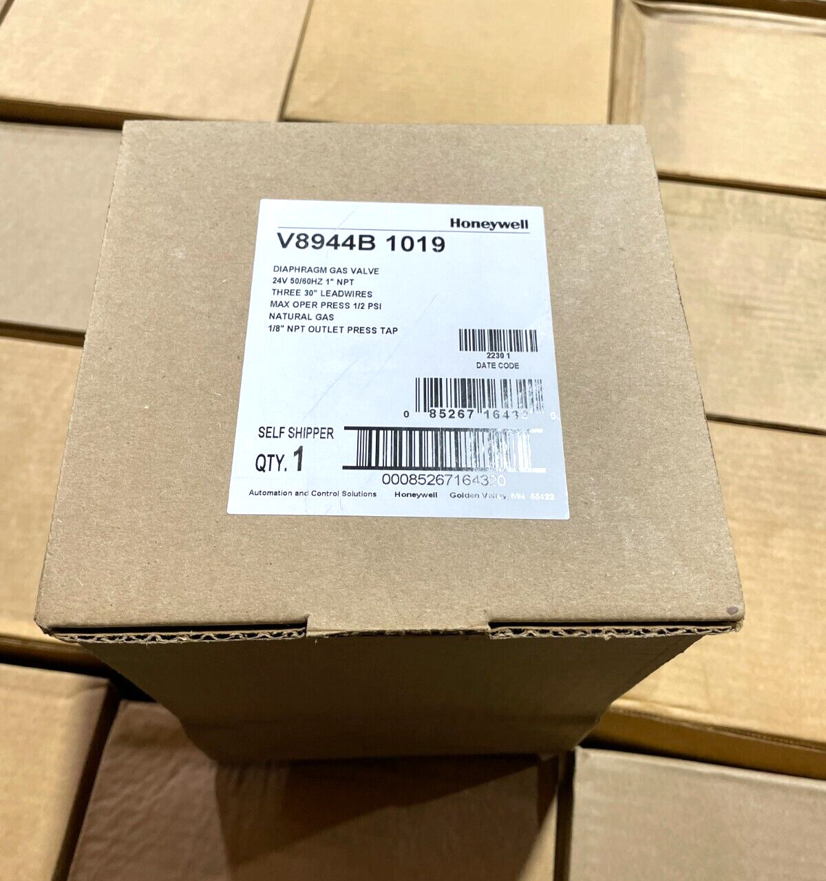 Honeywell V8944B 1019 1″ NPT 24V Diaphragm Gas Valve New/Open Box