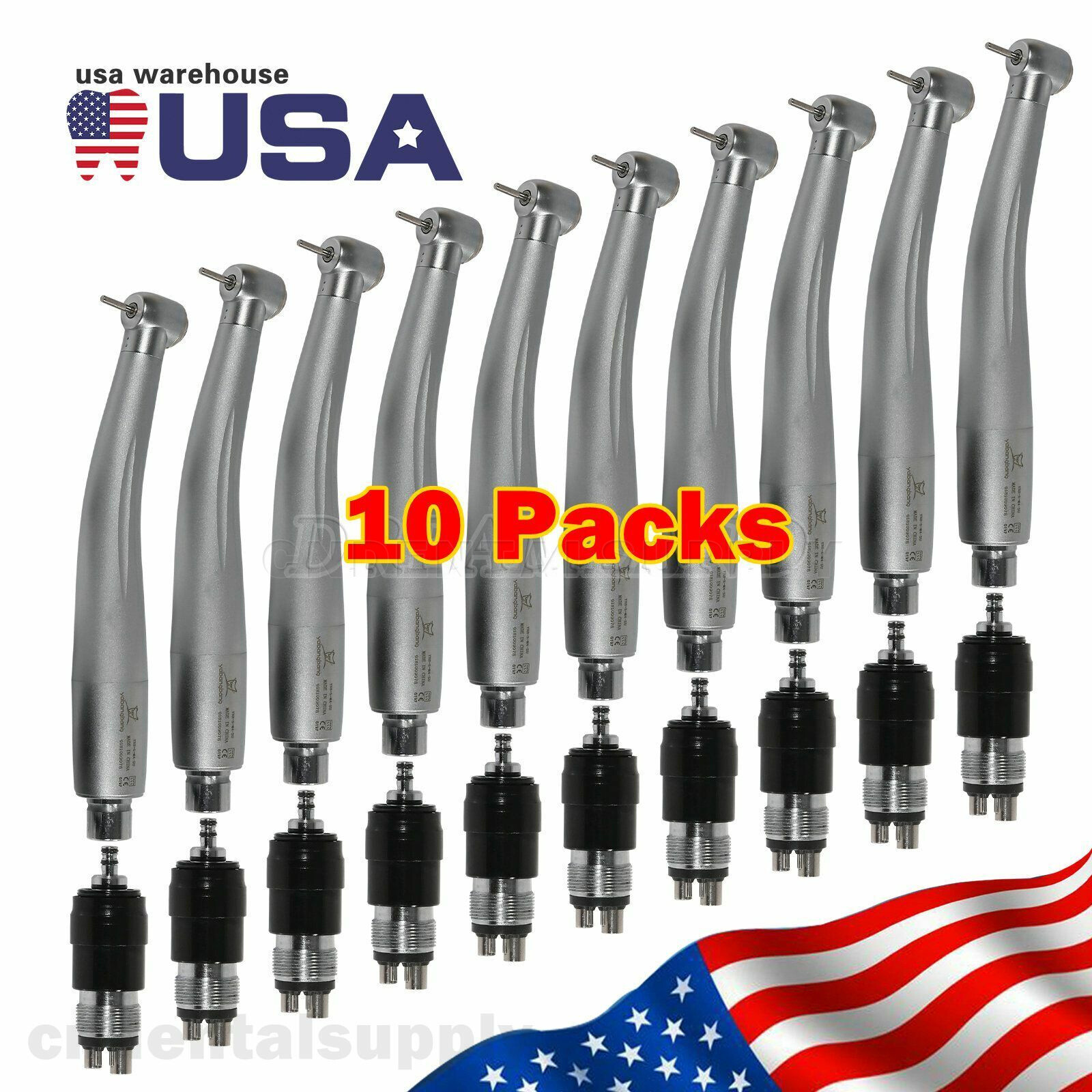 10*NSK Style Dental High Speed Turbine Handpiece with Quick Coupler Swivel 4Hole