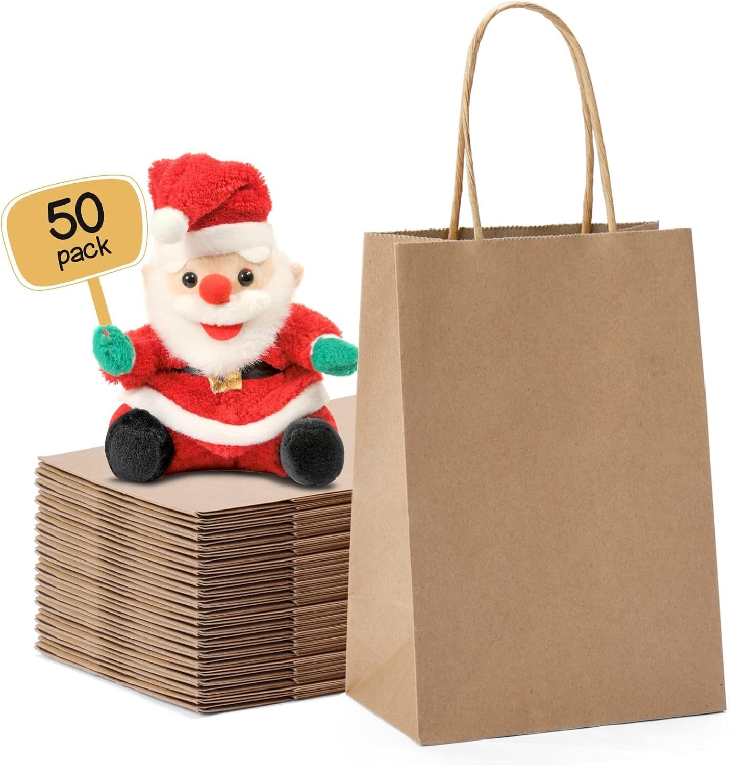 METRONIC Paper Gift Bags 5.25×3.75×8 50Pcs, 1 count (Pack of 50), Brown