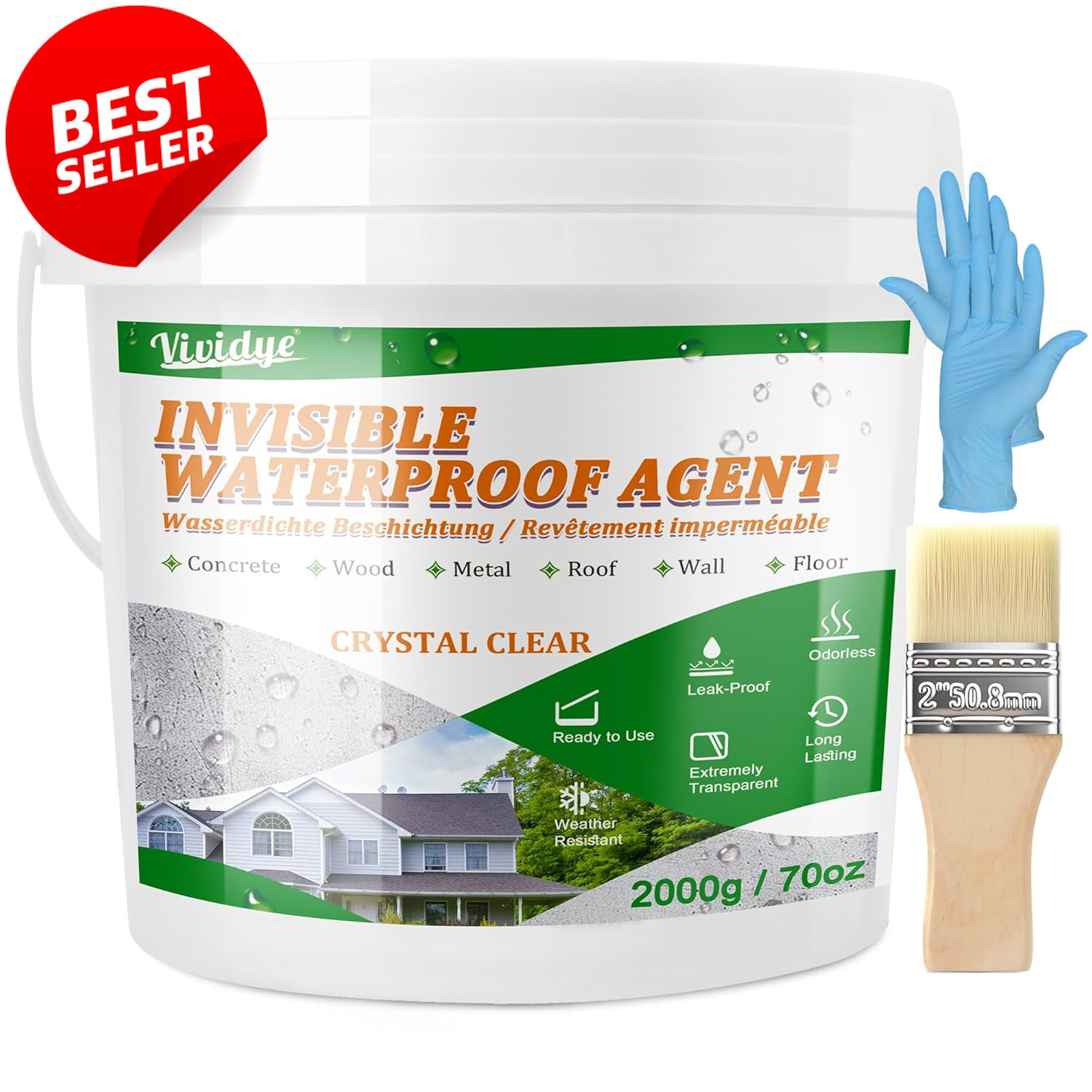 Invisible Waterproof Agent 70Oz Transparent Coating Roof Floor Wall Sealant US