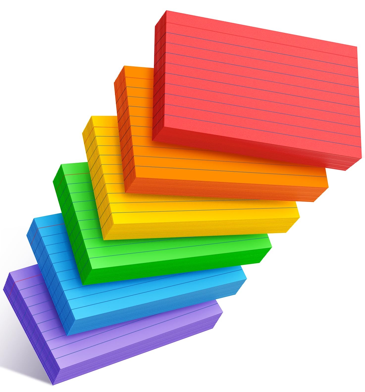 Colored Index Cards 3×5 Inch – 3 x 5 Inch- 300 Count, Neon 6 Colors- Ruled