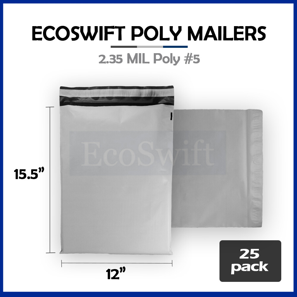 25 12×15.5 ECOSWIFT WHITE POLY MAILERS SHIPPING ENVELOPES BAGS