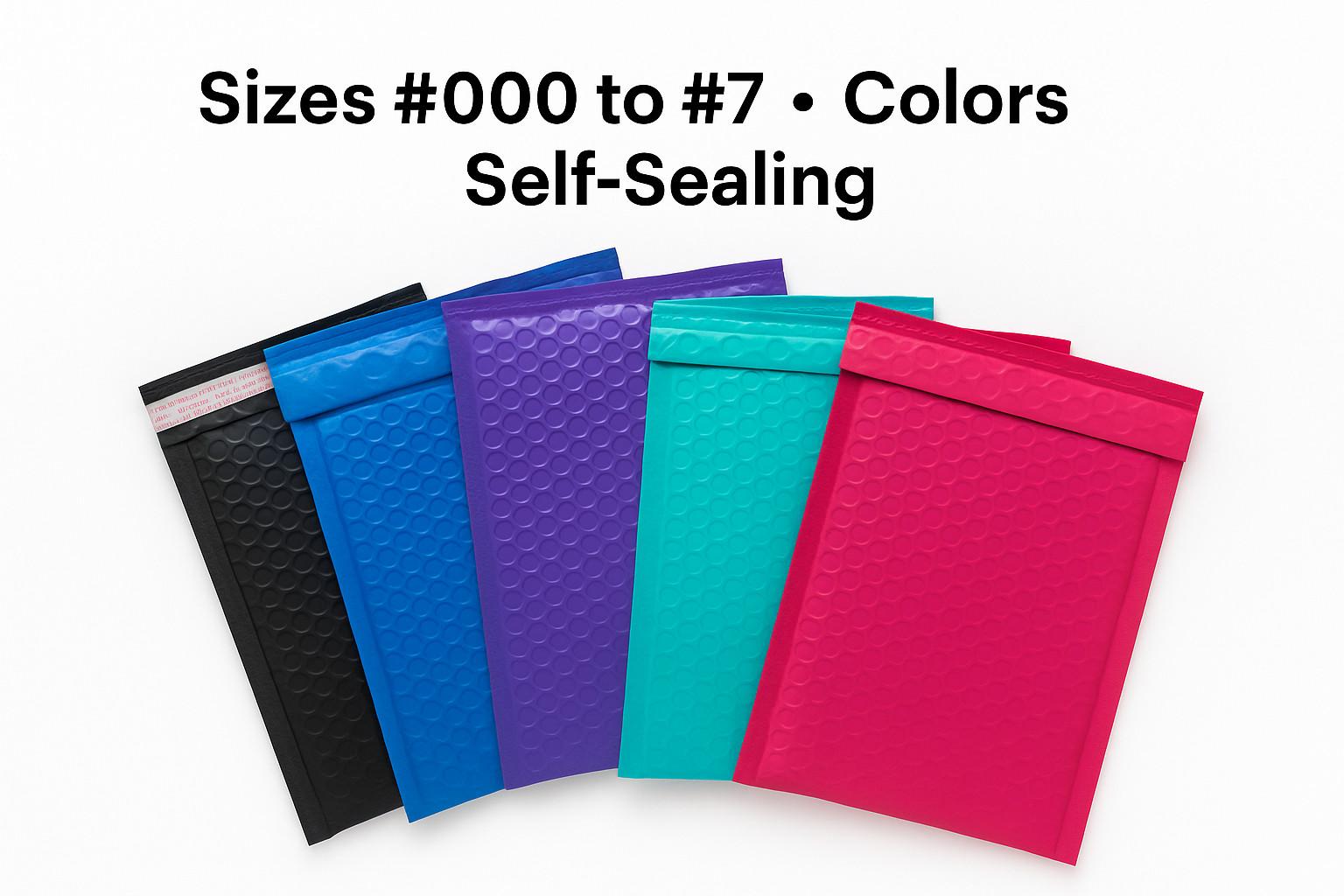 Colored Poly Bubble Mailers Padded Shipping Envelopes Self Seal #000-#5