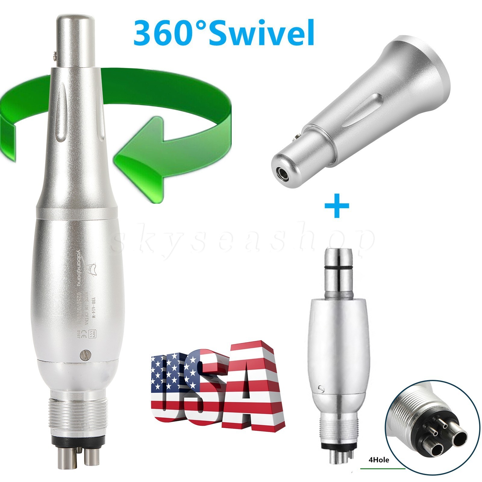 1-5* Dental Hygiene Prophy Handpiece Air Motor 4Holes 4:1 Nose Cone 360°Swivel