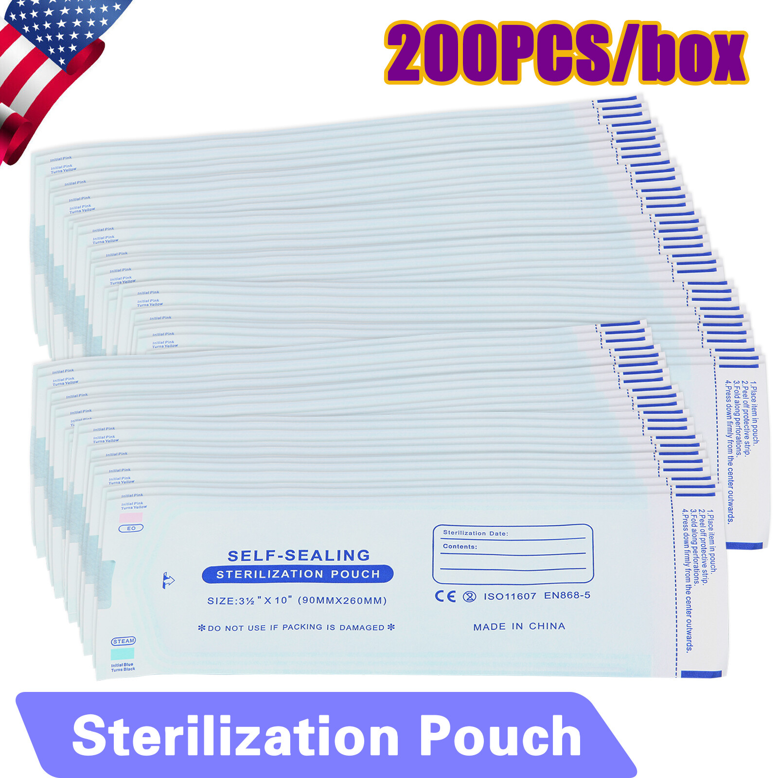 Up to 7000 Sterilization Pouches 3.5 «x 10 » Dental Medical Self Seal Pouch Bags