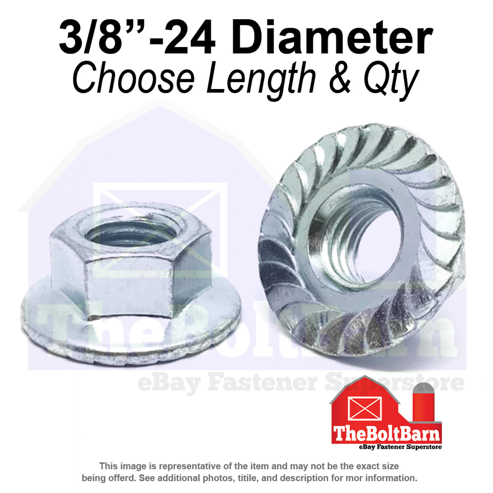 3/8″-24 Grade 5 Serrated Hex Flange Nuts Zinc Clear Coarse Thread (Pick Qty)