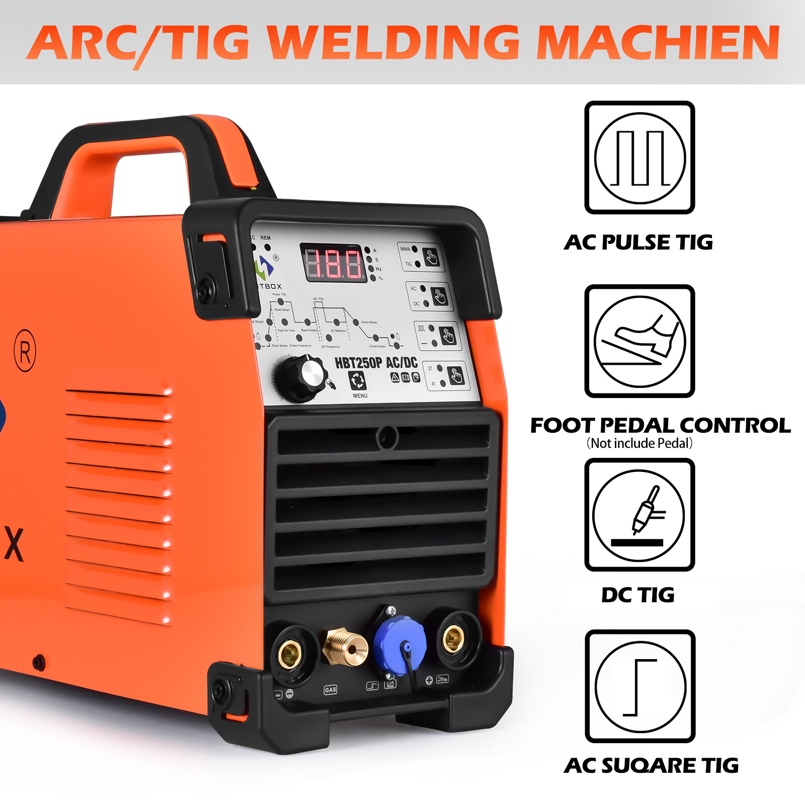 TIG Welder AC/DC with Pulse Professional Aluminium Welding Machine w/Foot Pedal