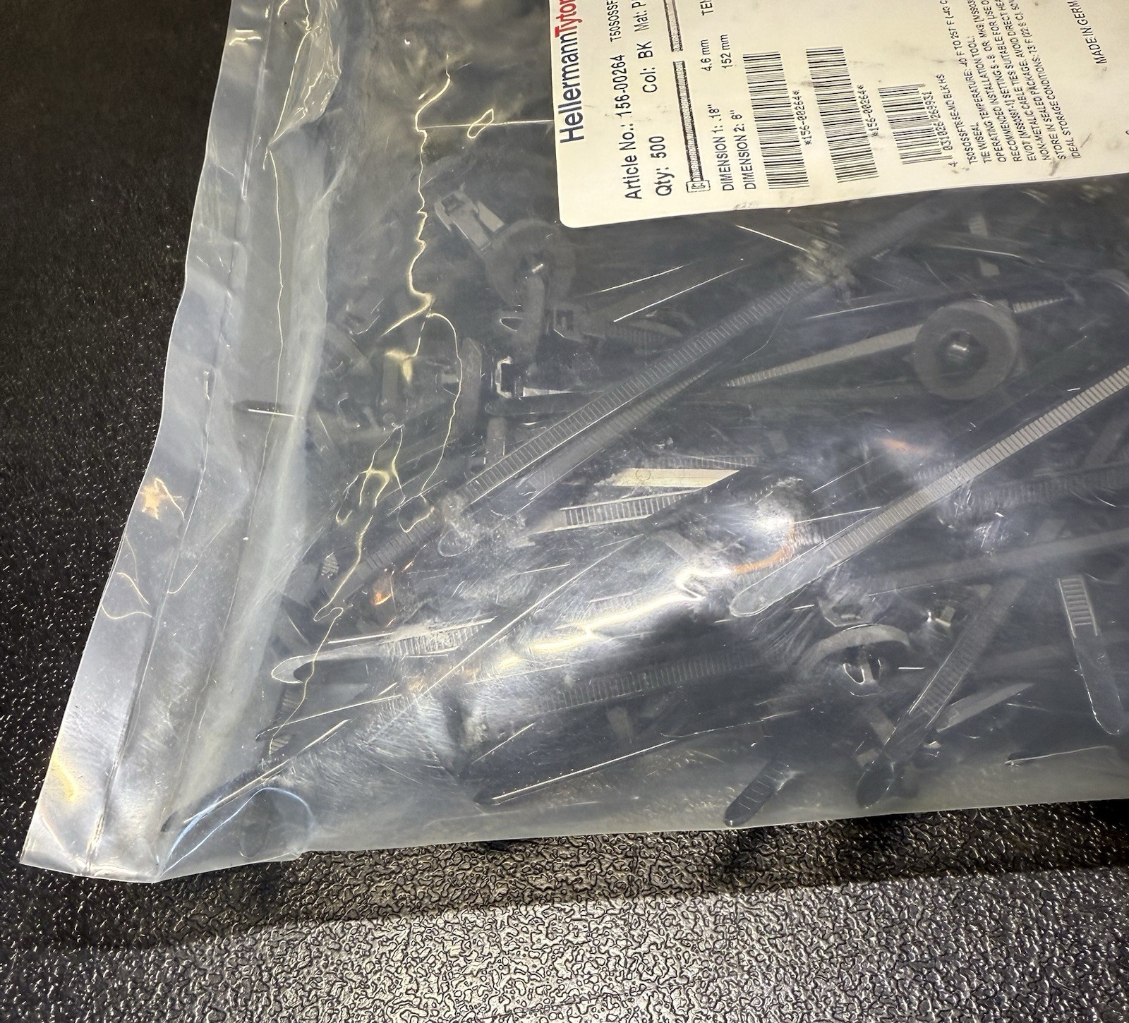 HellermannTyton T50SOSSFT6.5E-MD Black Cable Ties 6” 50lb Qty 500