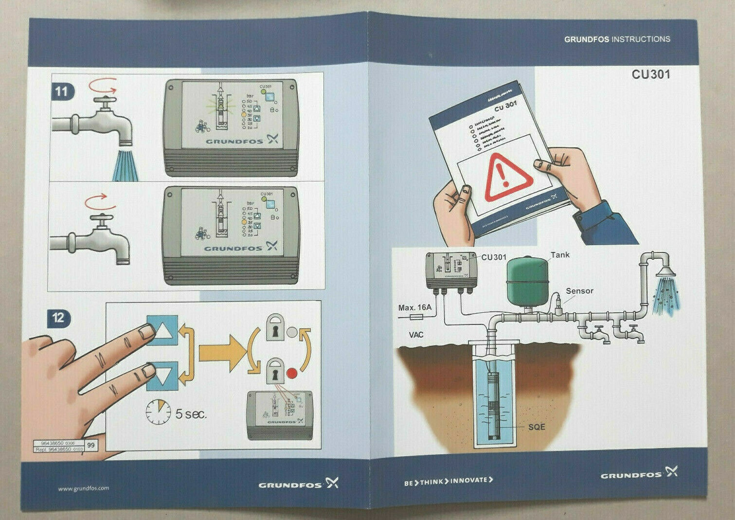 CONTROL UNIT for SQE pumps GRUNDFOS CU301 96436753 V07 (version 7) 2…5Bar IP55