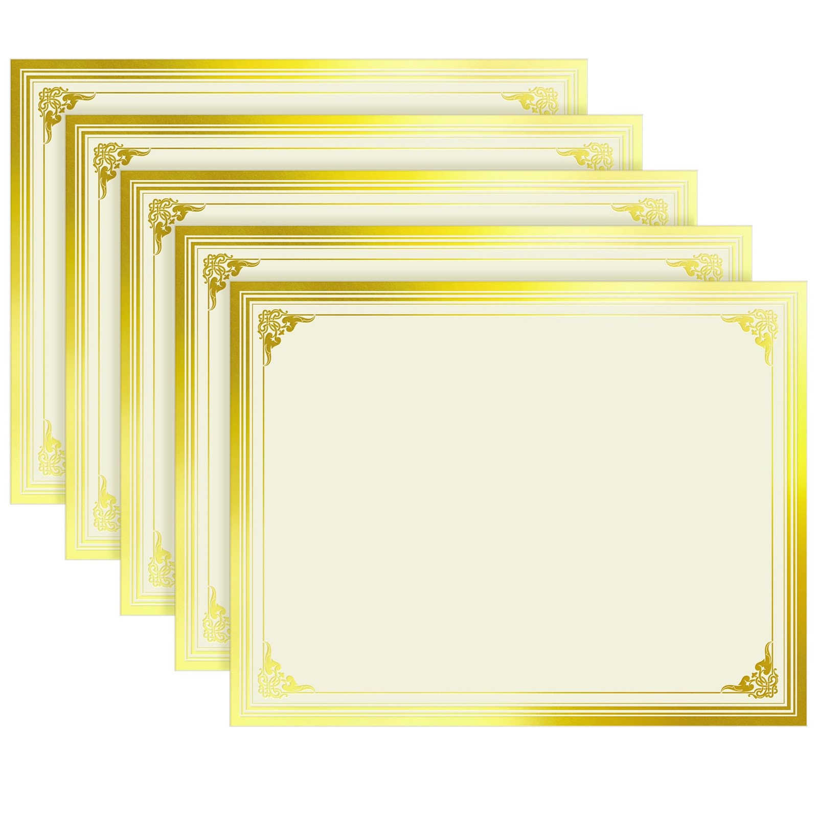 50 Sheets Certificate Papers – Blank Gold Foil Border, Letter Size 8.5×11 for…