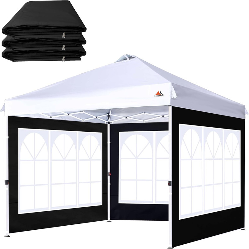 Scocanopy 3Pcs Sidewall Window For 8X8 Canopy Frame Black