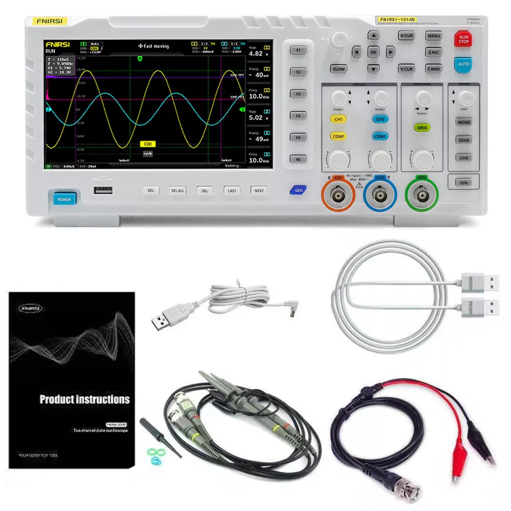 FNIRSI 1014D 7″ LCD 2 Channel Signal Generator Digital Storage Oscilloscope H0V2