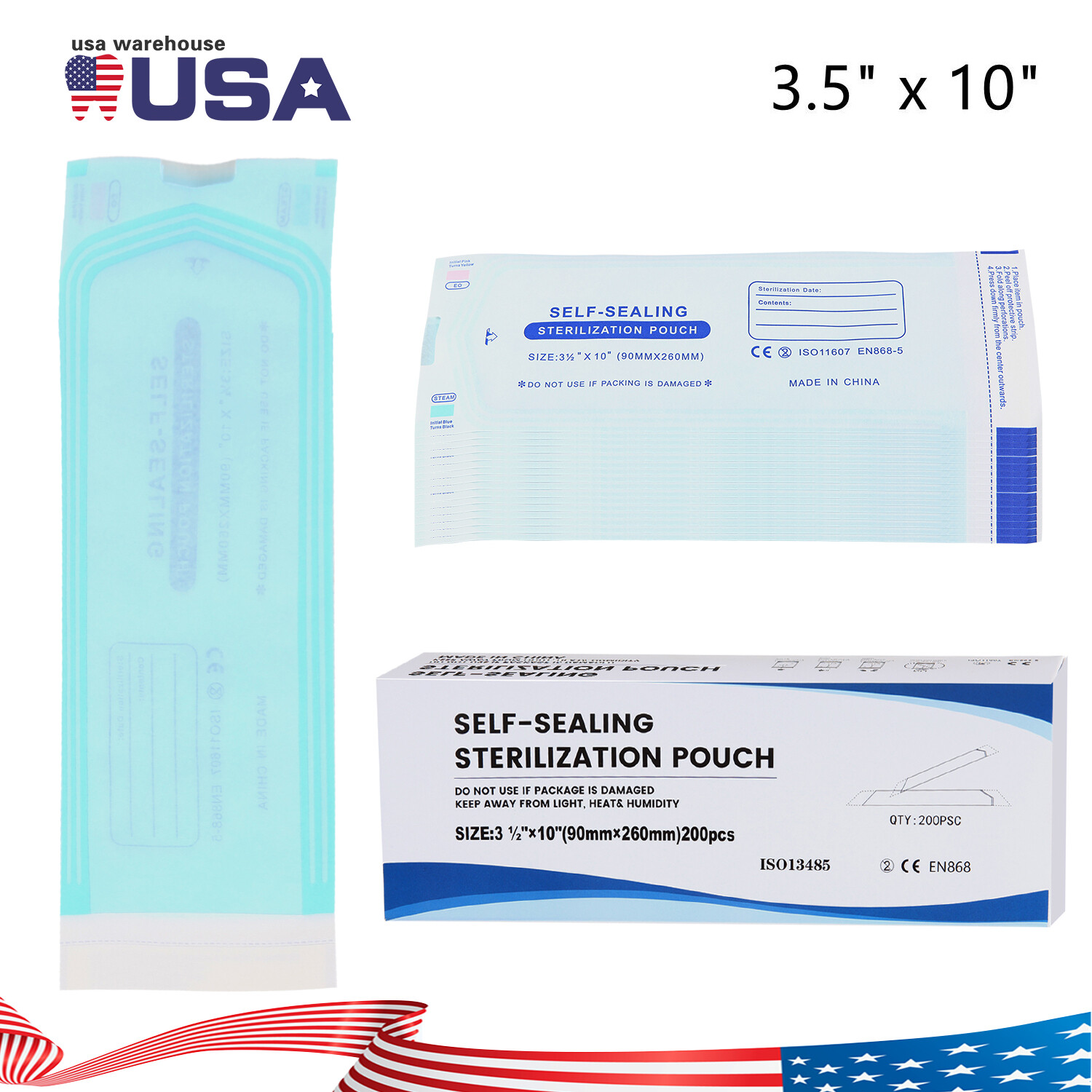 Up to 7000 Sterilization Pouches 3.5 «x 10 » Dental Medical Self Seal Pouch Bags