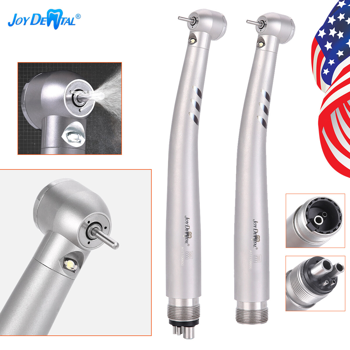 Dental LED Handpiece High Speed Push Button 2/4 Hole Fiber Optic with Light
