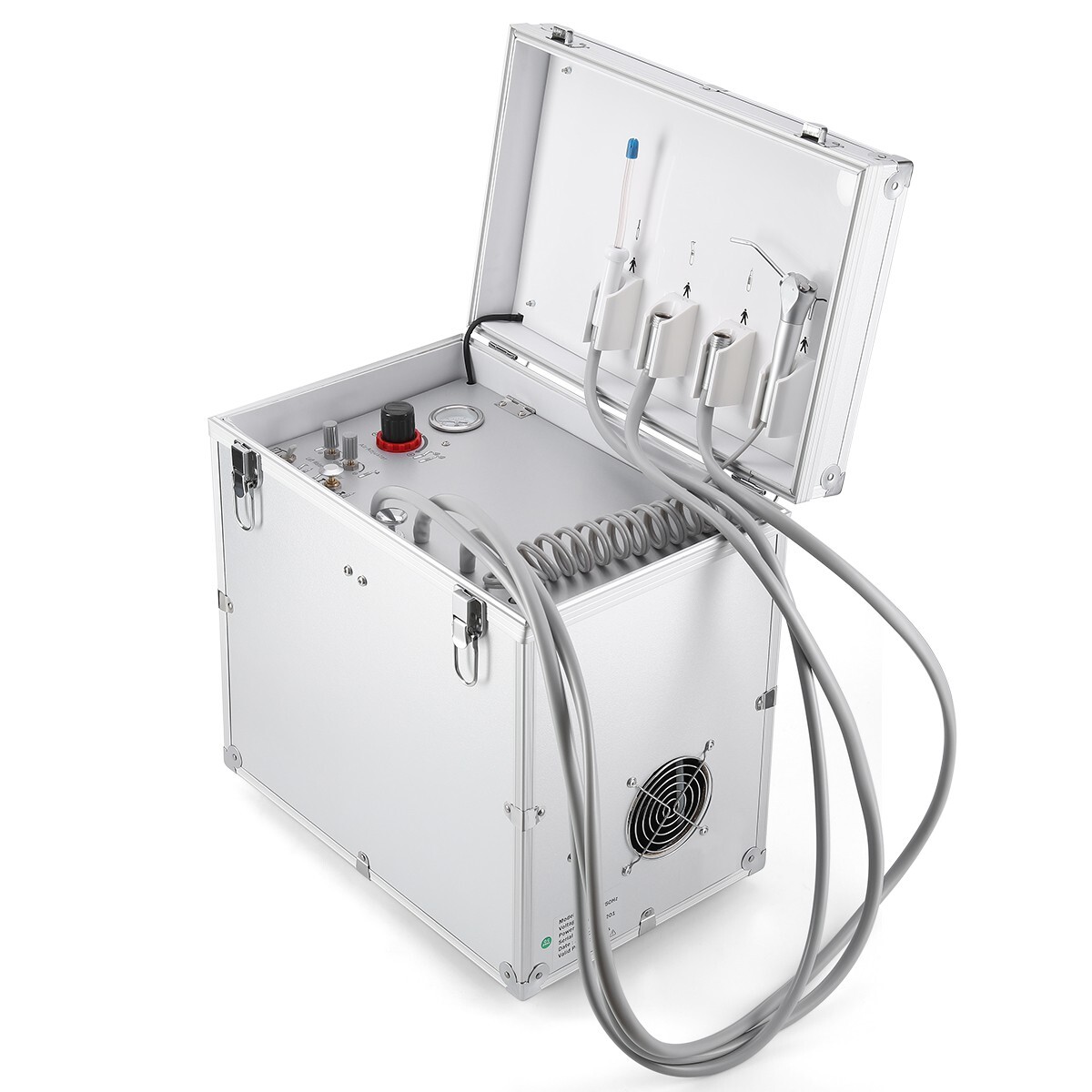Portable Dental Mobile Delivery Unit Rolling Case Air Compressor Suction System