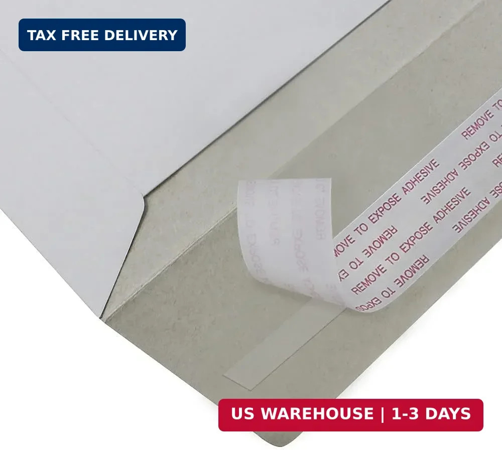 50 EcoSwift 6.5 x 4.5 Rigid Photo Mailers Stay Flats White Cardboard Self Seal E