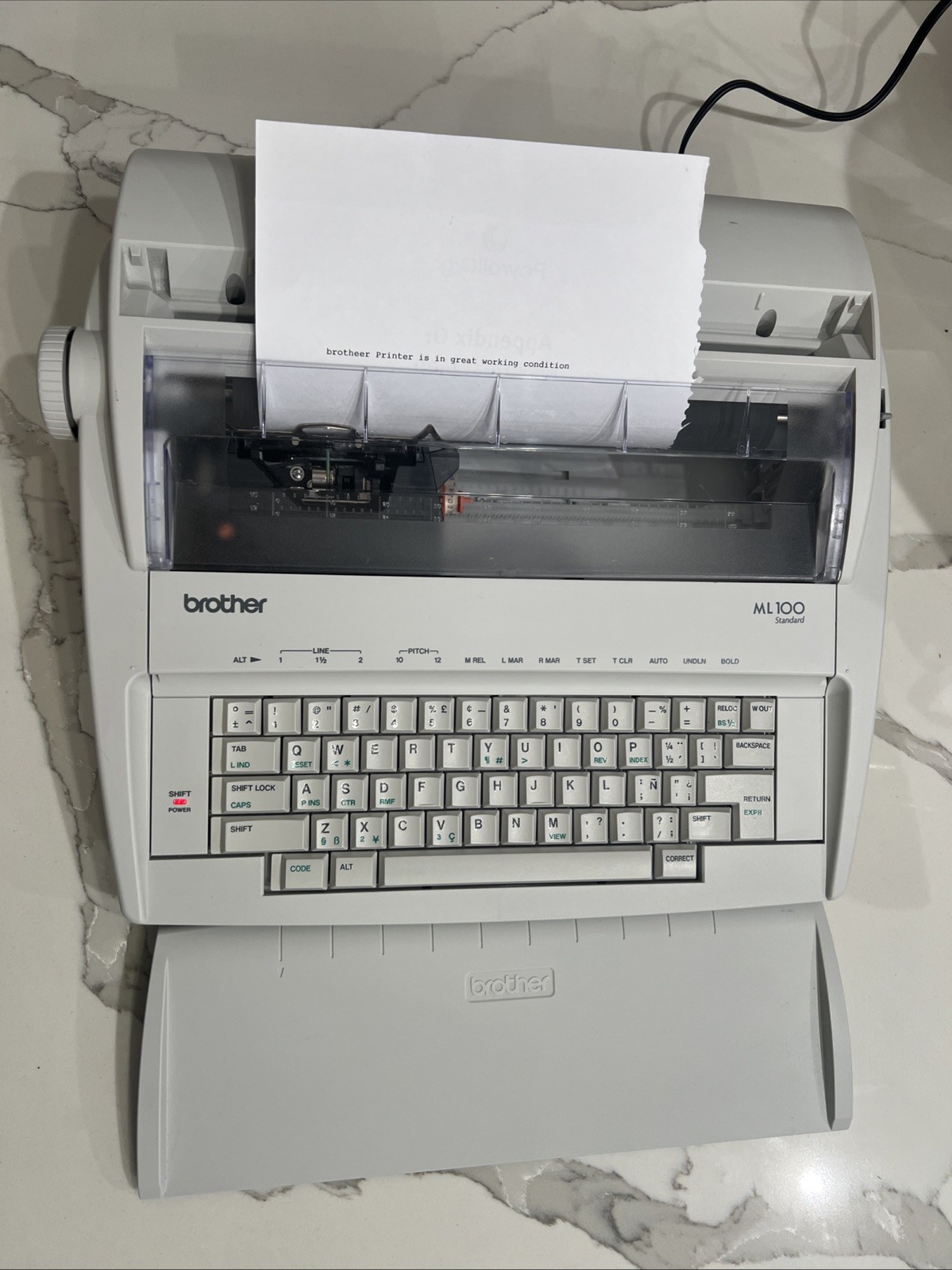 Brother ML100 Daisy Wheel Electronic Typewriter TESTED WORKING