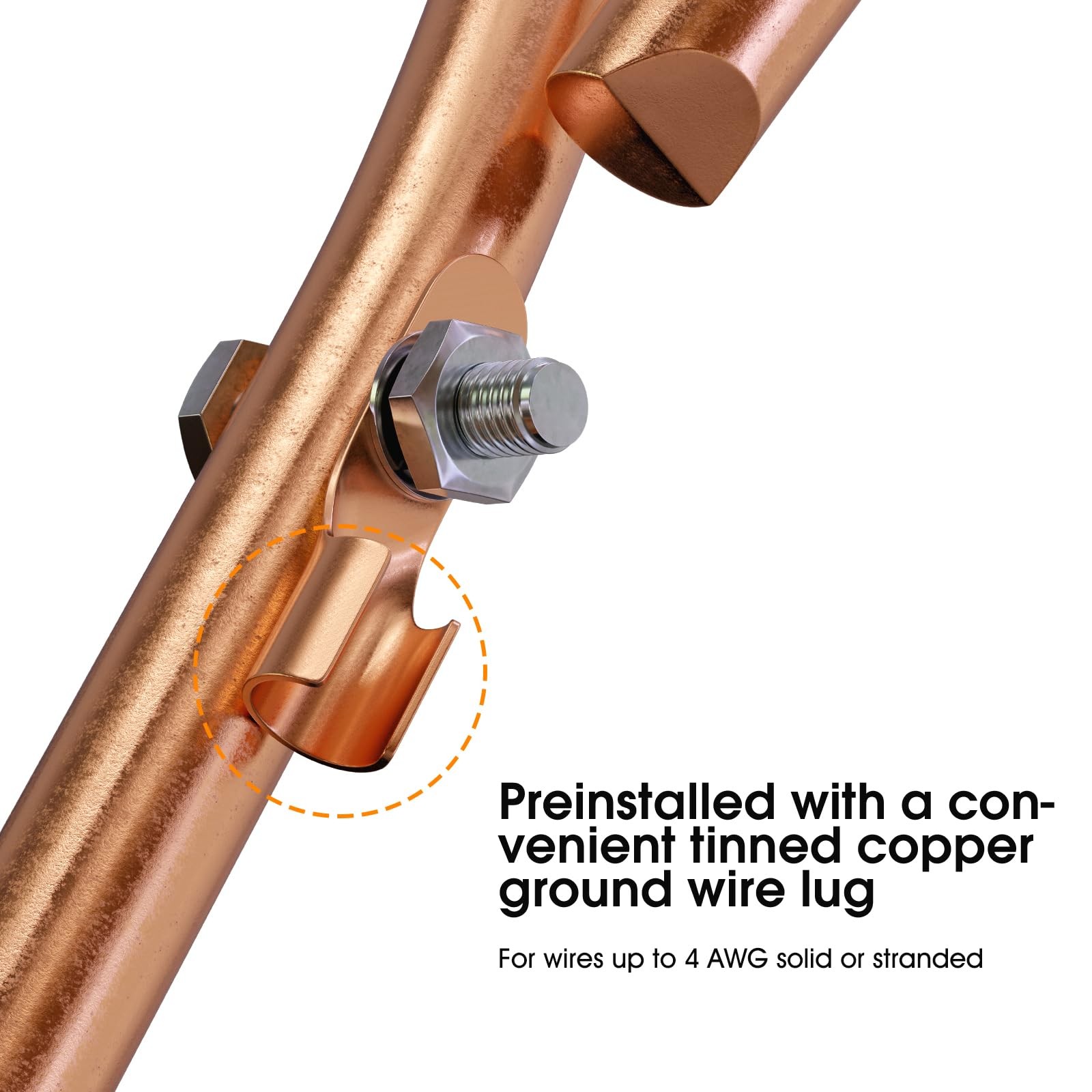 Portable Copper Ground Rod with 4ft Grounding Wire Clip UL Listed