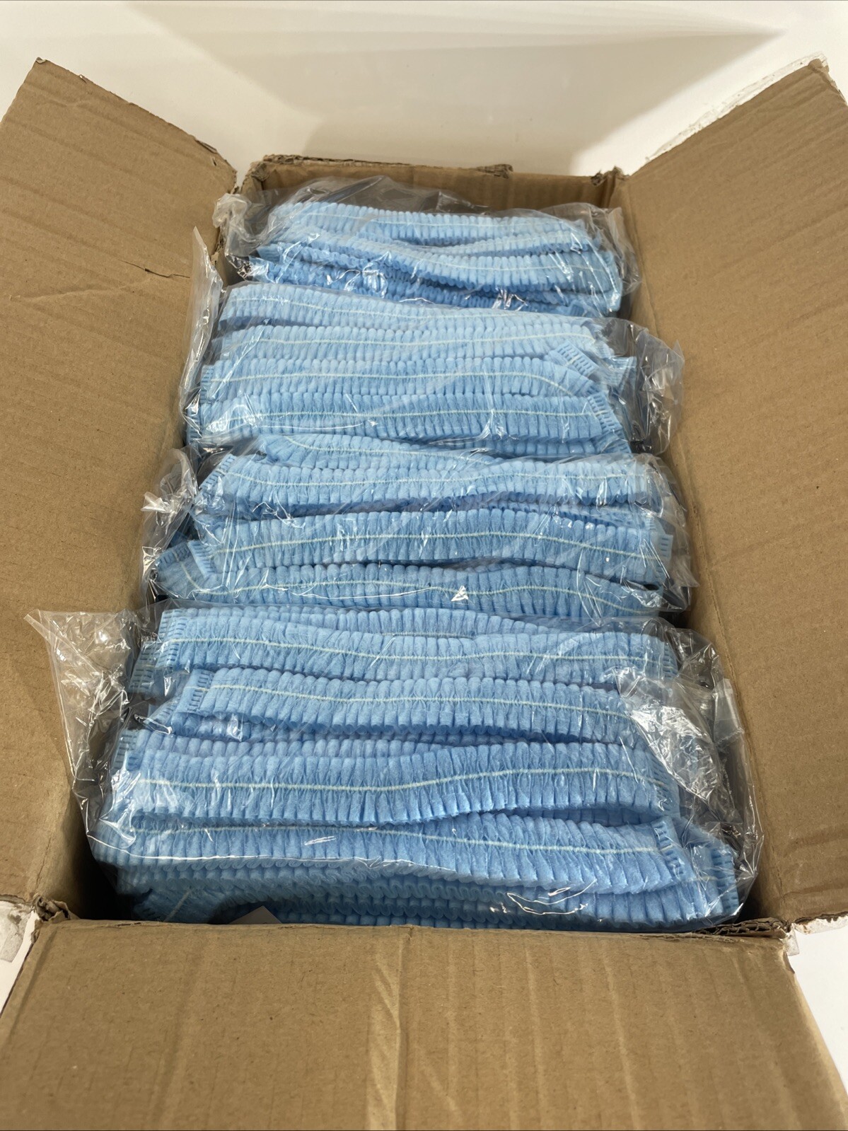 900 Case – Medline 24″ Blue Bouffant Cap Non Woven Disposable Hairnet, Large