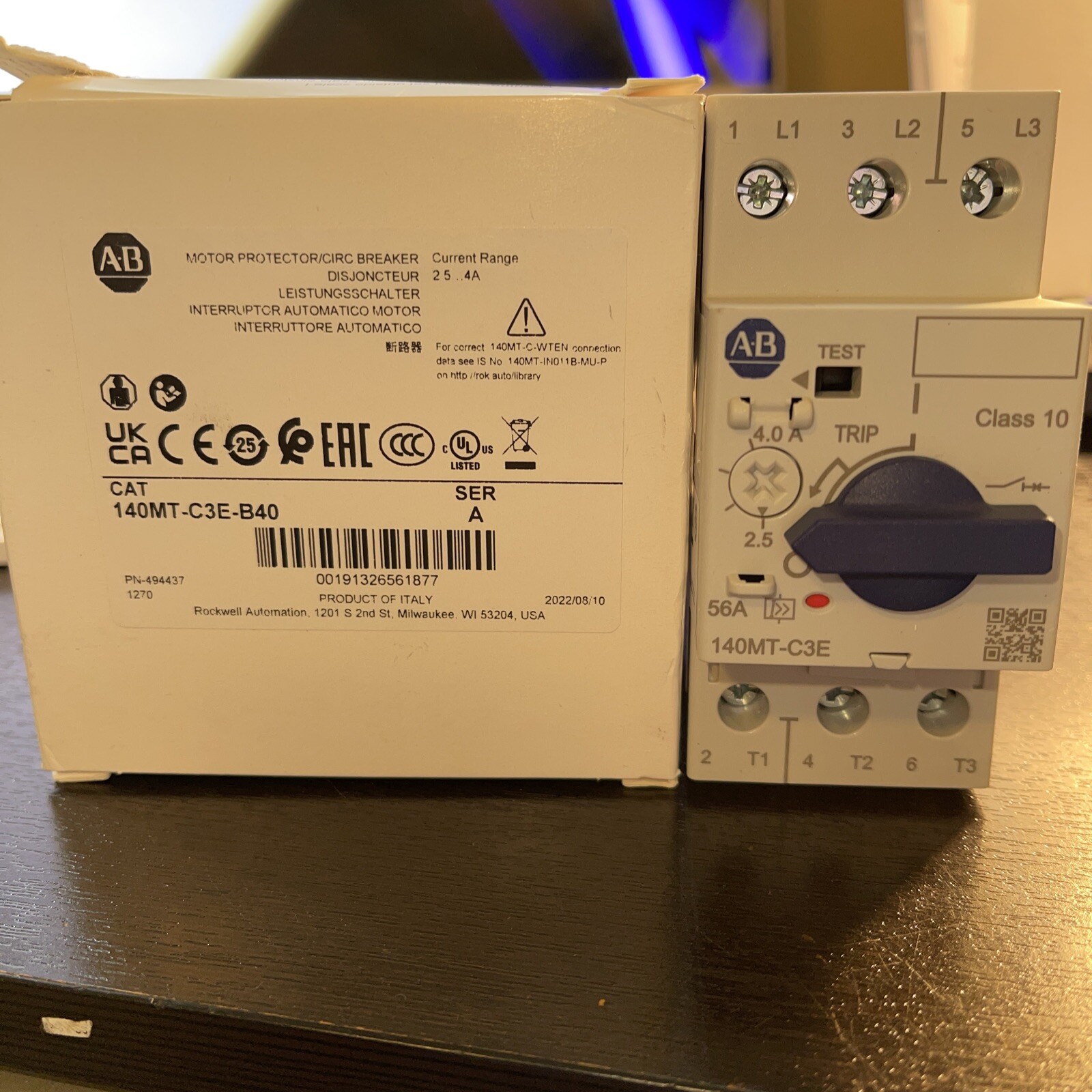 Allen Bradley 140MT-C3E-B40 480V Motor Protector Circuit Breaker