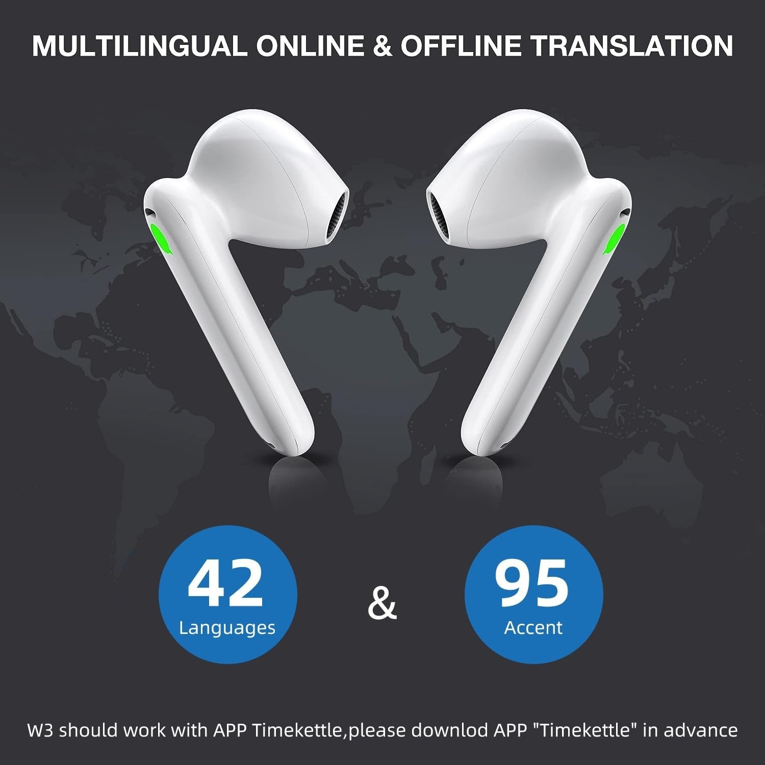 Timekettle WT2 Edge W3 Ai Translator Earbuds White 8 Offline Language 40 Offline