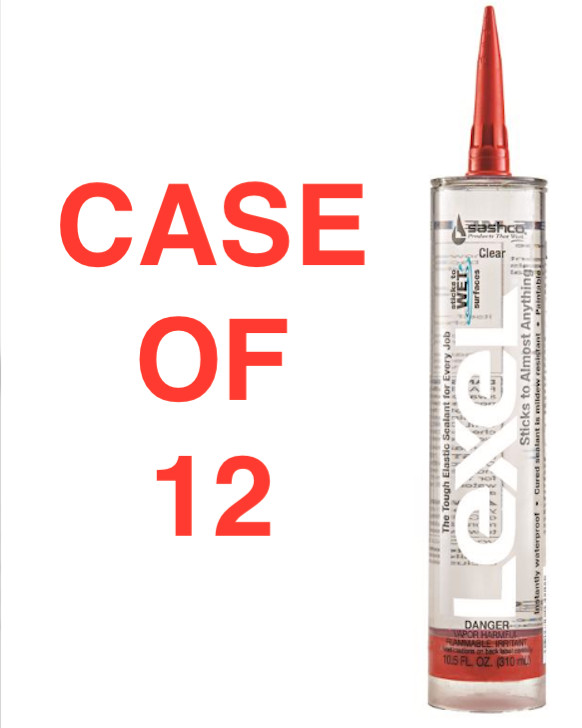 (12 Pack) Sashco Lexel 10.5oz Kitchen Bath Clear Paintable Adhesive Caulk- 13010