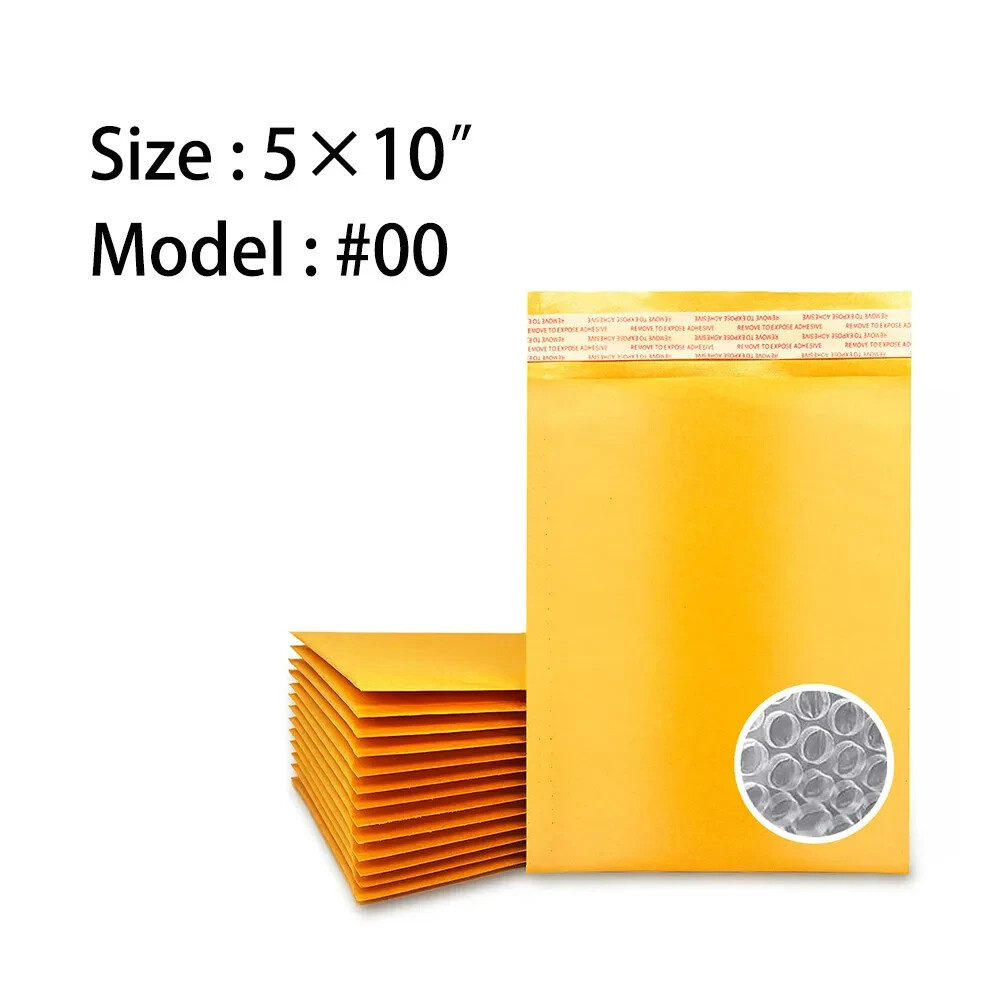 Coolpkg 50 pcs #00 5×10 Kraft Bubble Padded Shipping Envelopes Mailers 5*10