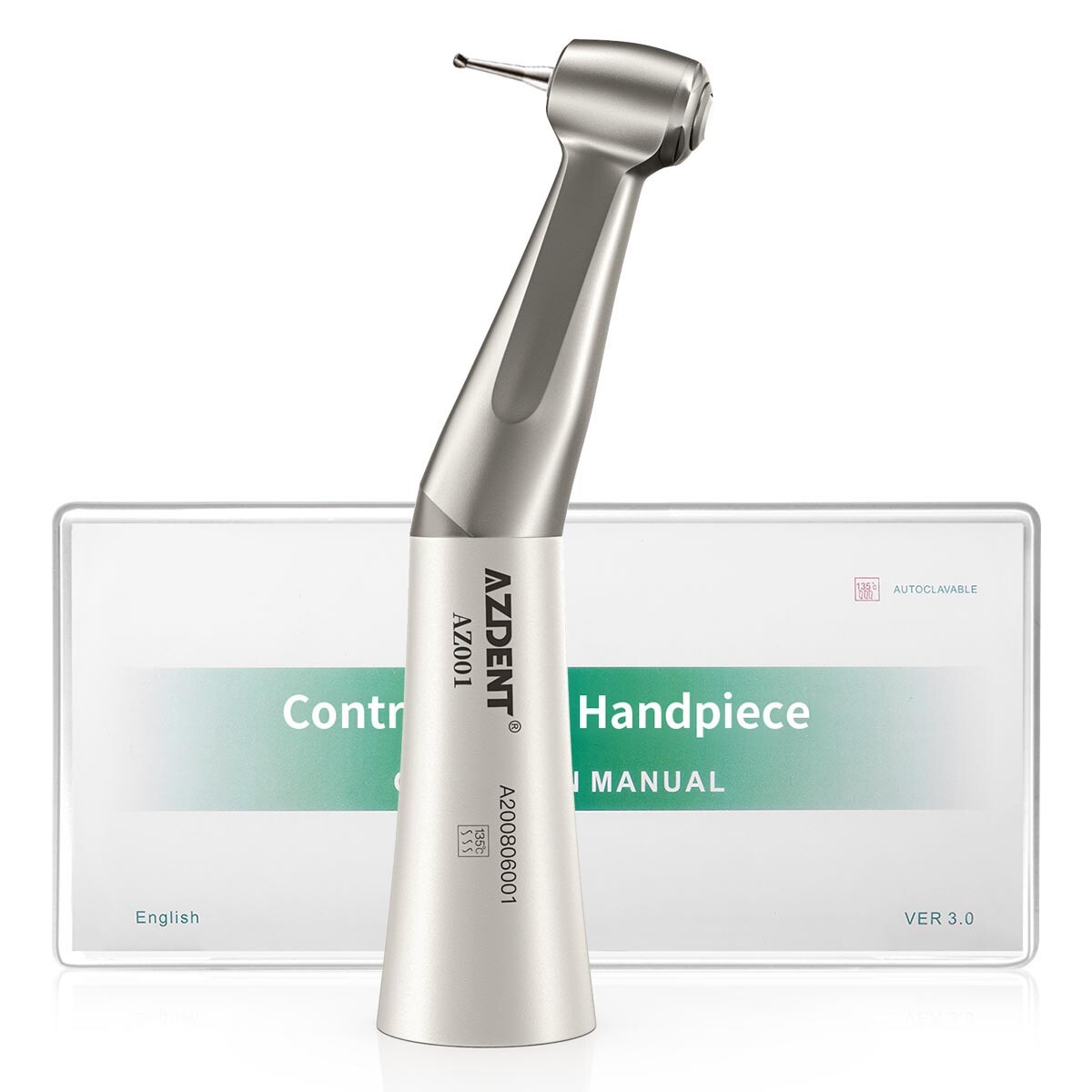 AZDENT Dental 1:1 Slow Low Speed Contra Angle Handpiece Push Button/Latch E-Type