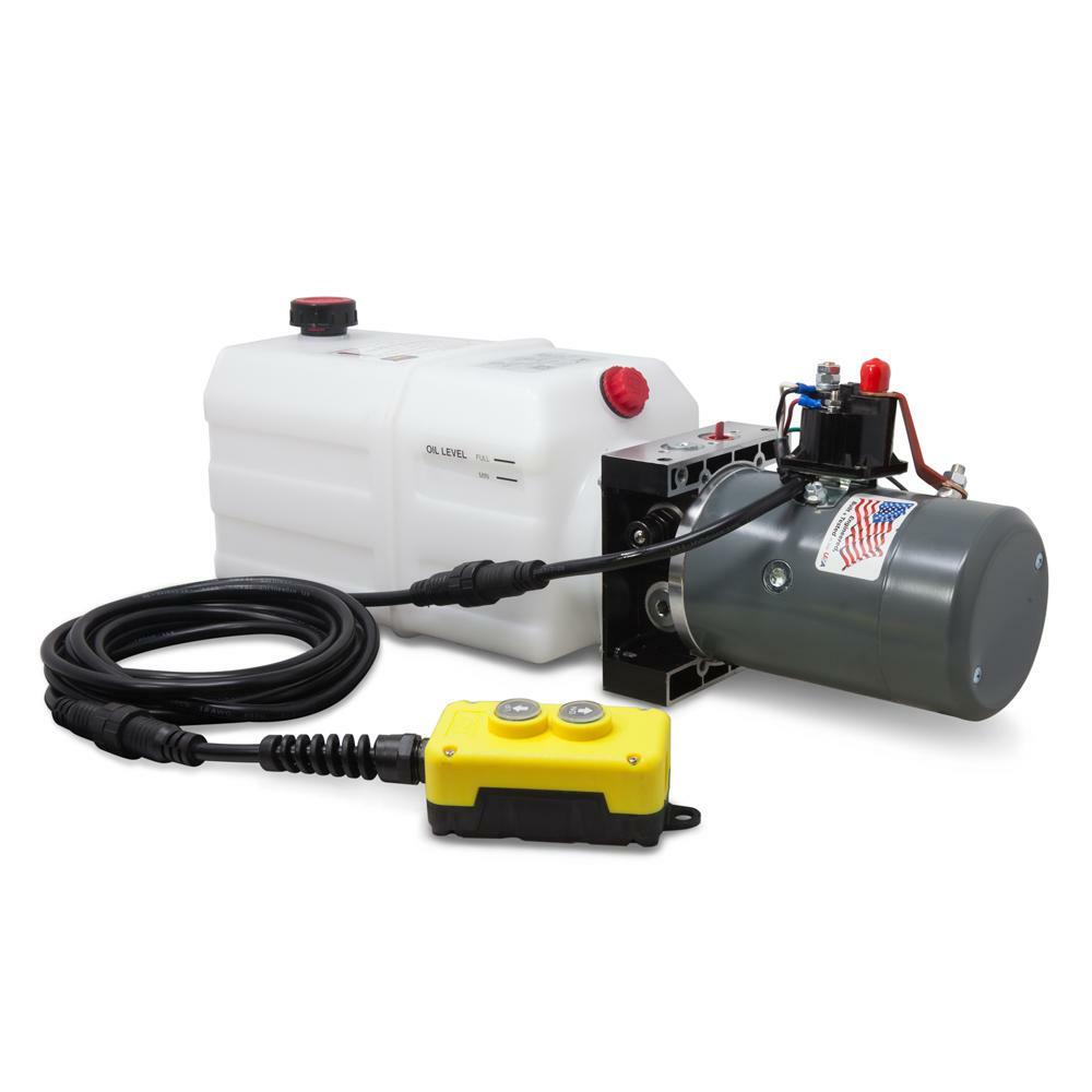 Single Acting Hydraulic Pump For Dump Trailers KTI – 12VDC – 6 Quart Reservoir