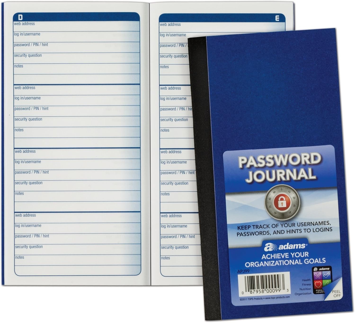 Portable Soft Cover Password Journal: 4 Entries/ Page, 6.25 x 3.25 Inches