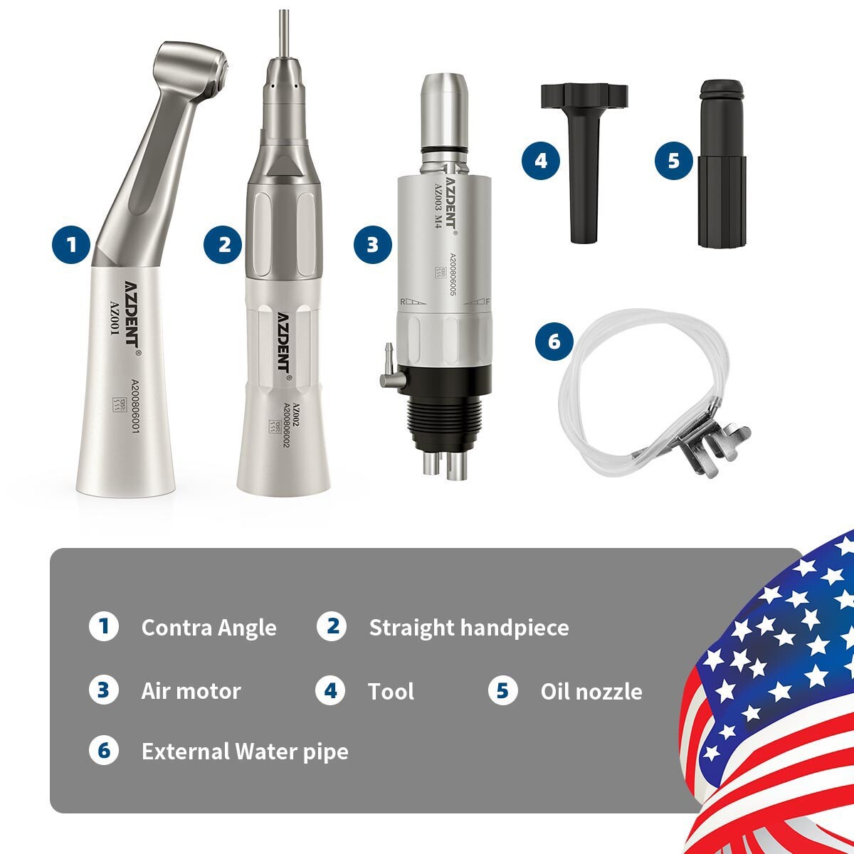 AZDENT Dental E-generator LED High Speed/Low Speed Handpiece Kit 2/4Hole