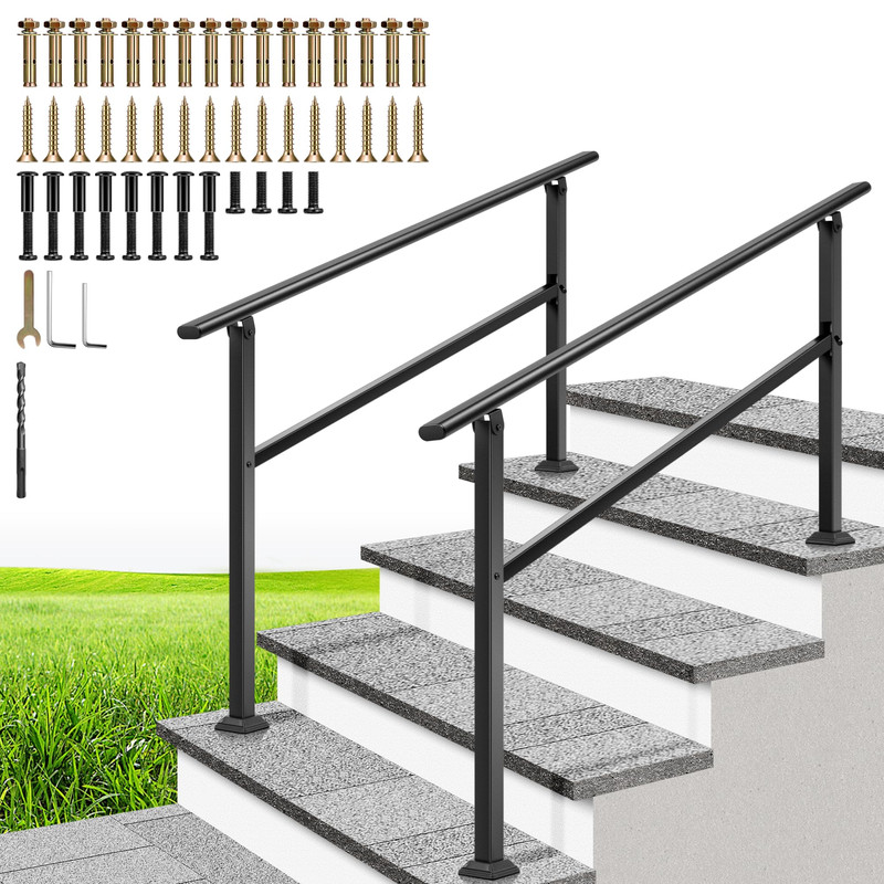 Vivohome 2-Pack 4 Step Hand Rails For Outdoor Steps Galvanized Steel Railing