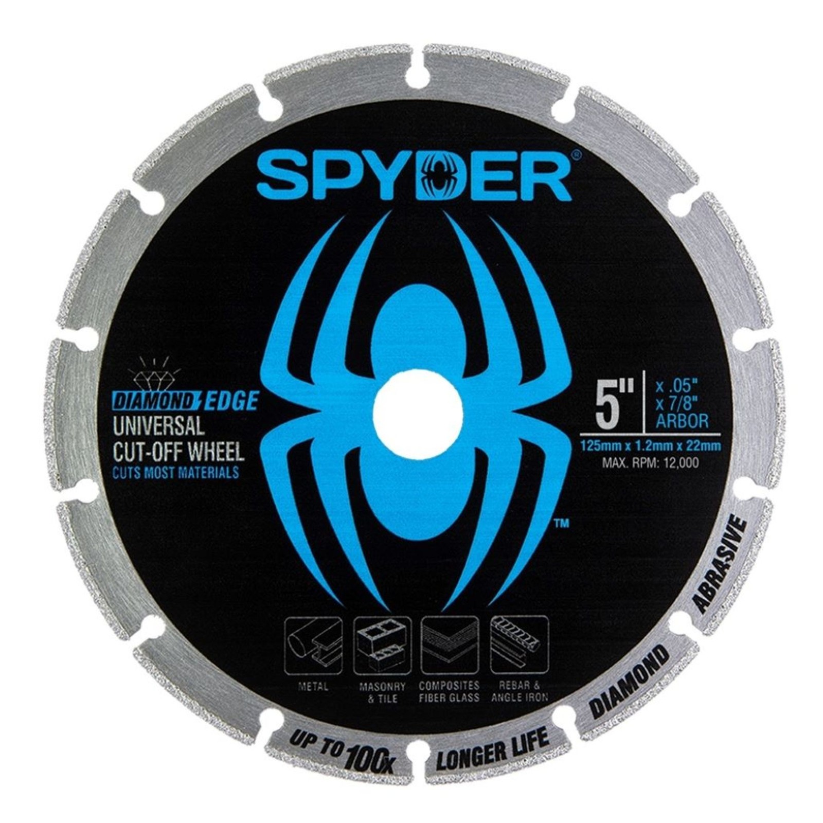 Diamond Bite 5 in Cut-Off Wheel 7/8 in Arbor Spyder 14005