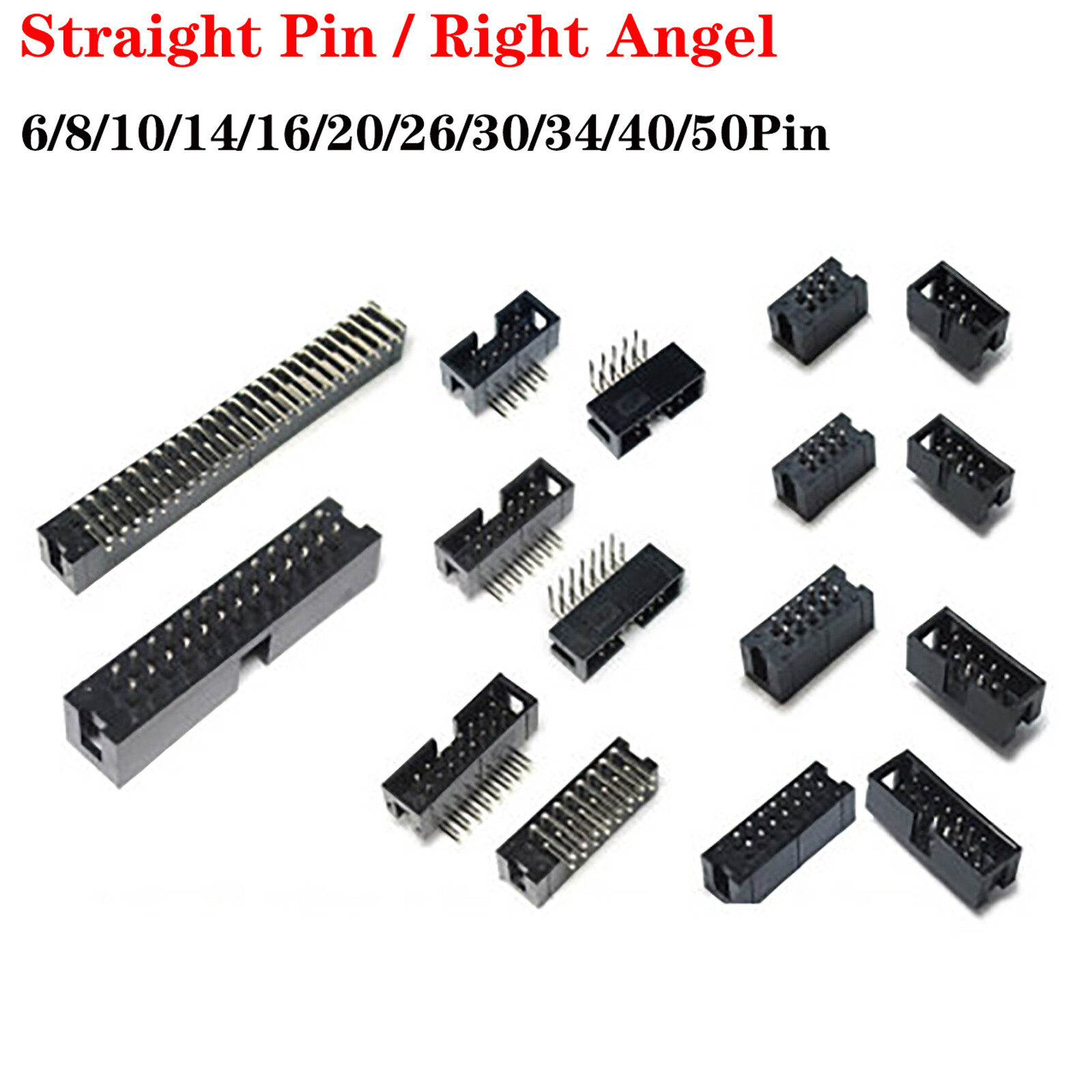 IDC Latched PCB Plug Ribbon Cable Boxed Header Connectors 2.54mm 6 TO 50 Ways