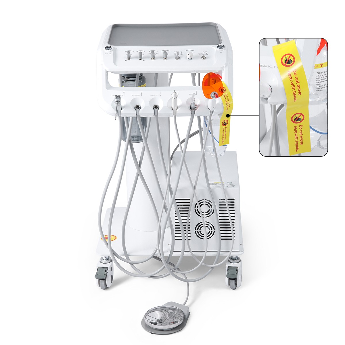 Dental Delivery Unit Rolling Cart Air Compressor Suction 4H /Lubrication System