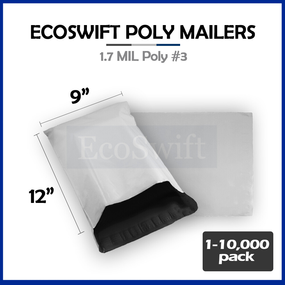 1-10000 9 x 11 «EcoSwift» Poly Mailers Envelopes Plastic Shipping Bags 1.70 MIL
