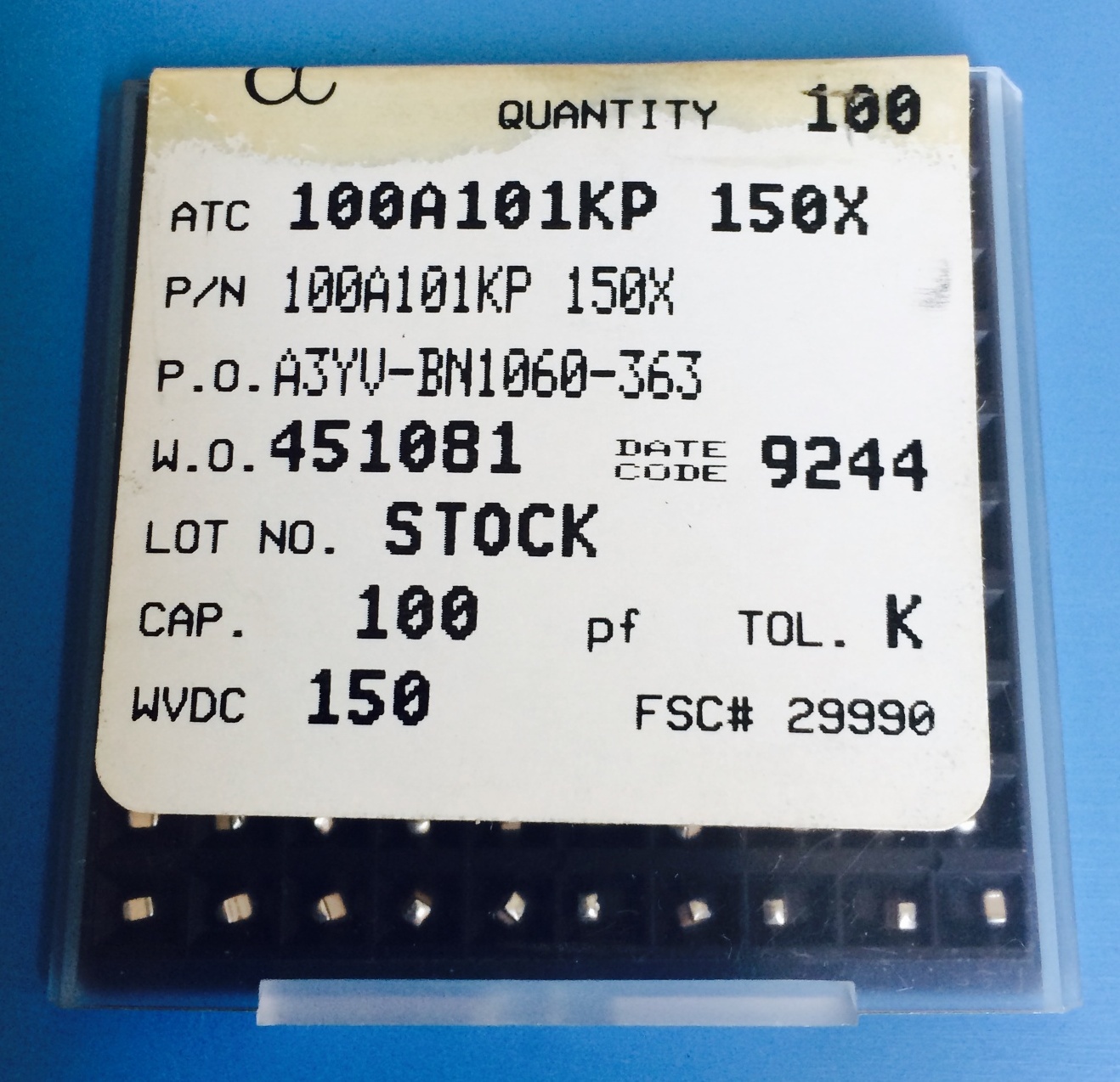 100x 100A101KP150X AMERICAN TECHNICAL CERAMICS RF MICROWAVE CAP 100PF 150V 10%