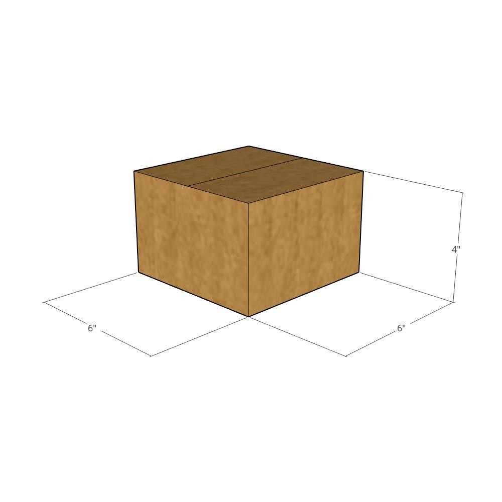 10 6x6x4 Kraft Brown Corrugated Shipping Boxes Multi-Depth 32 ECT Single-Wall