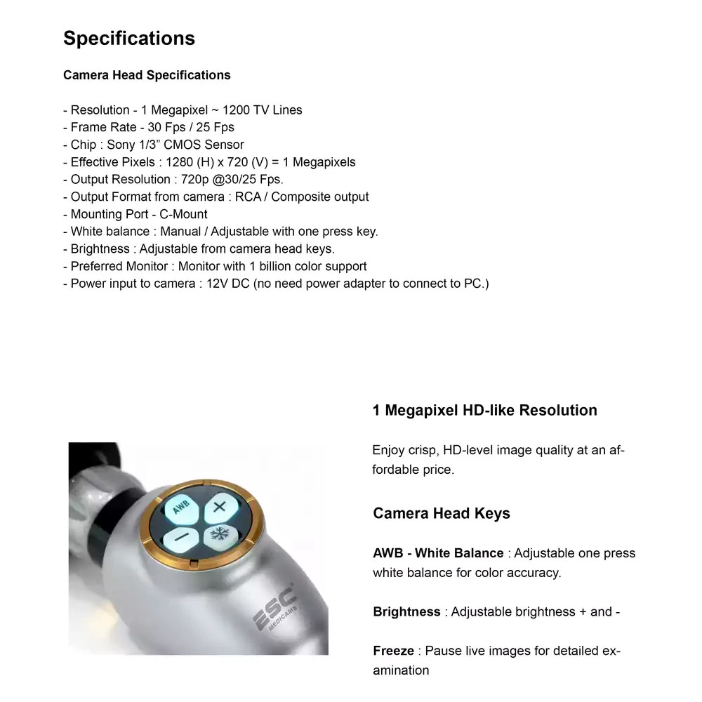 Portable HD Endoscopy Camera with HDMI Medical Recorder for ENT Rigid Endoscope