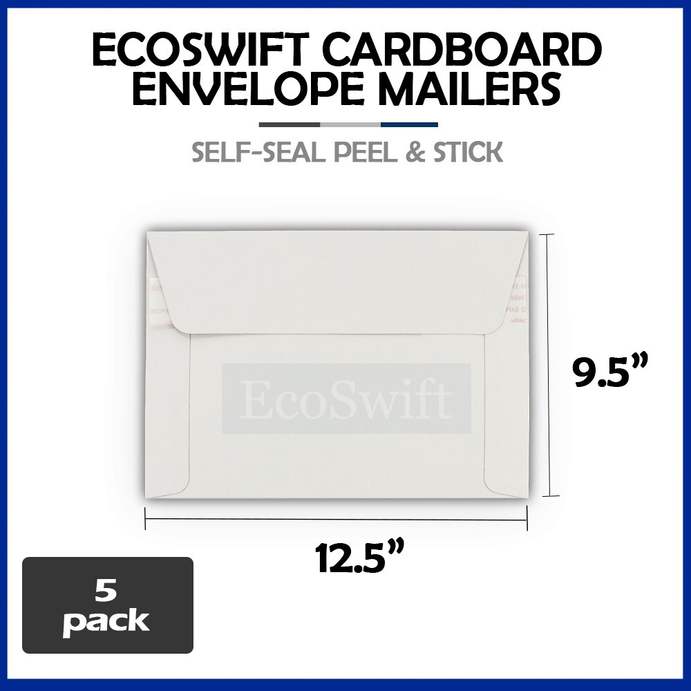 5 Rigid Shipping Envelopes 9.5″x 12.5″ Self-Sealing Document / Photo Mailers