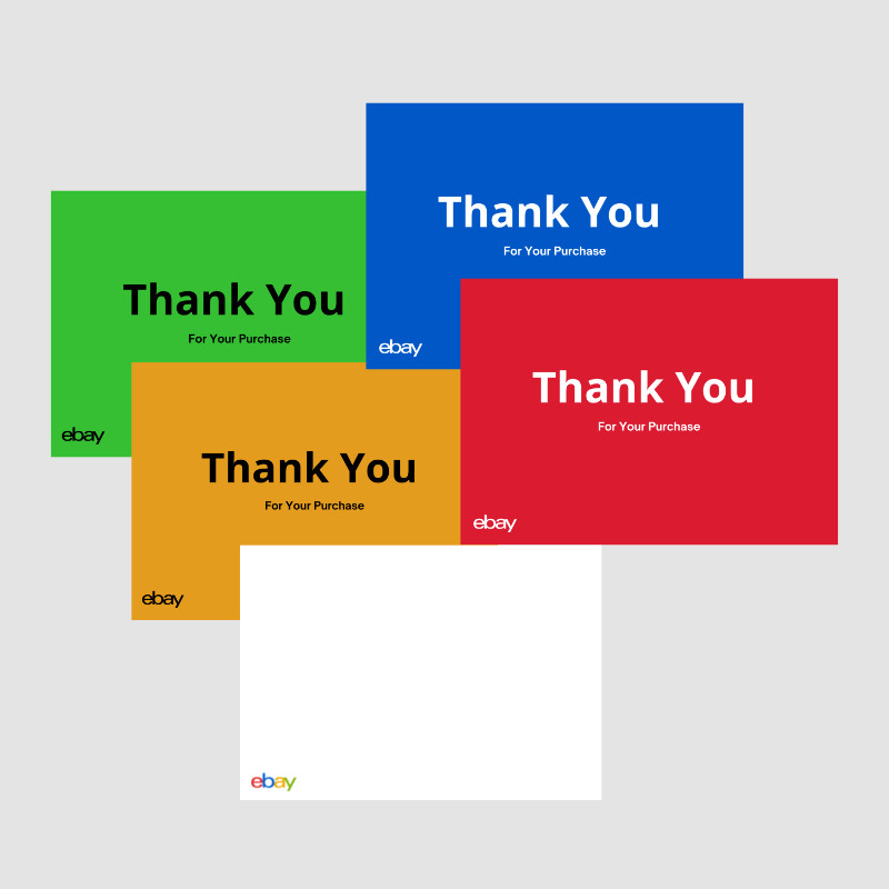 200 Thank You Cards For ebay Sellers – Red, Yellow, Green, and Blue