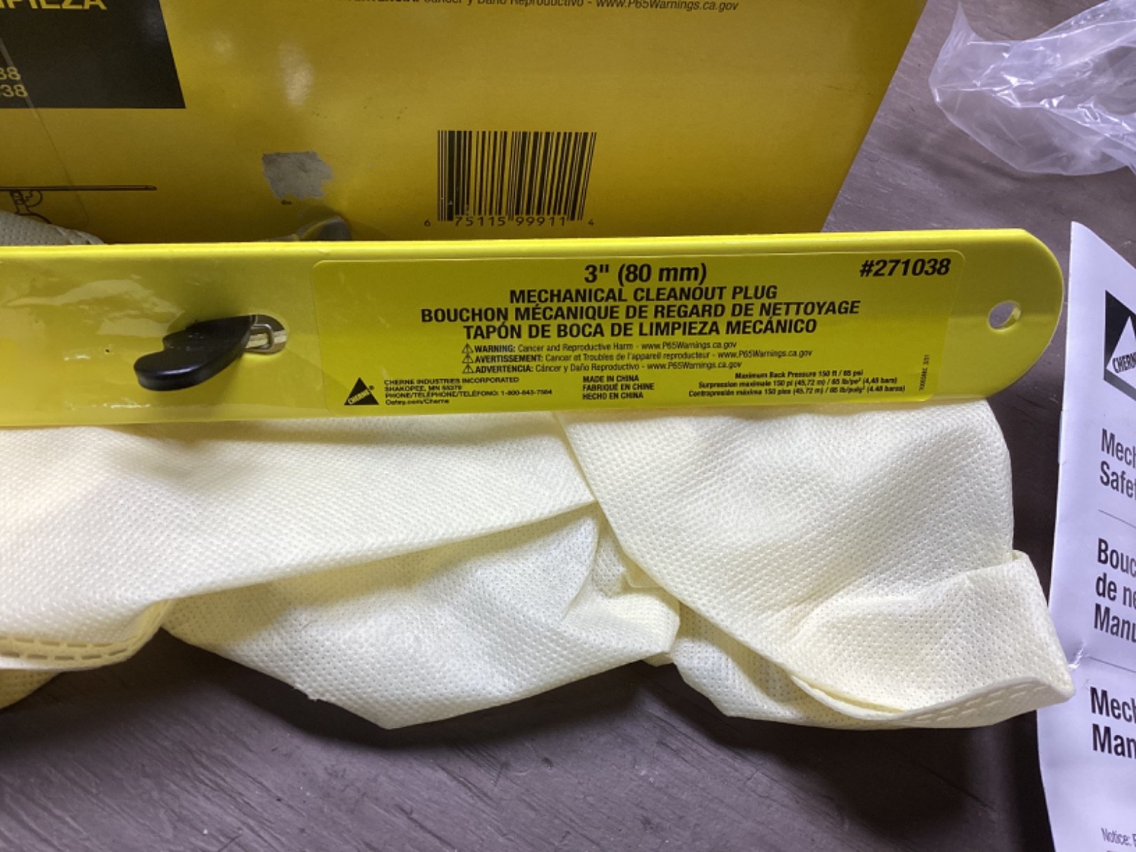 CHERNE 3″ Mechanical Cleanout PLUG #271038 – NEW IN BOX