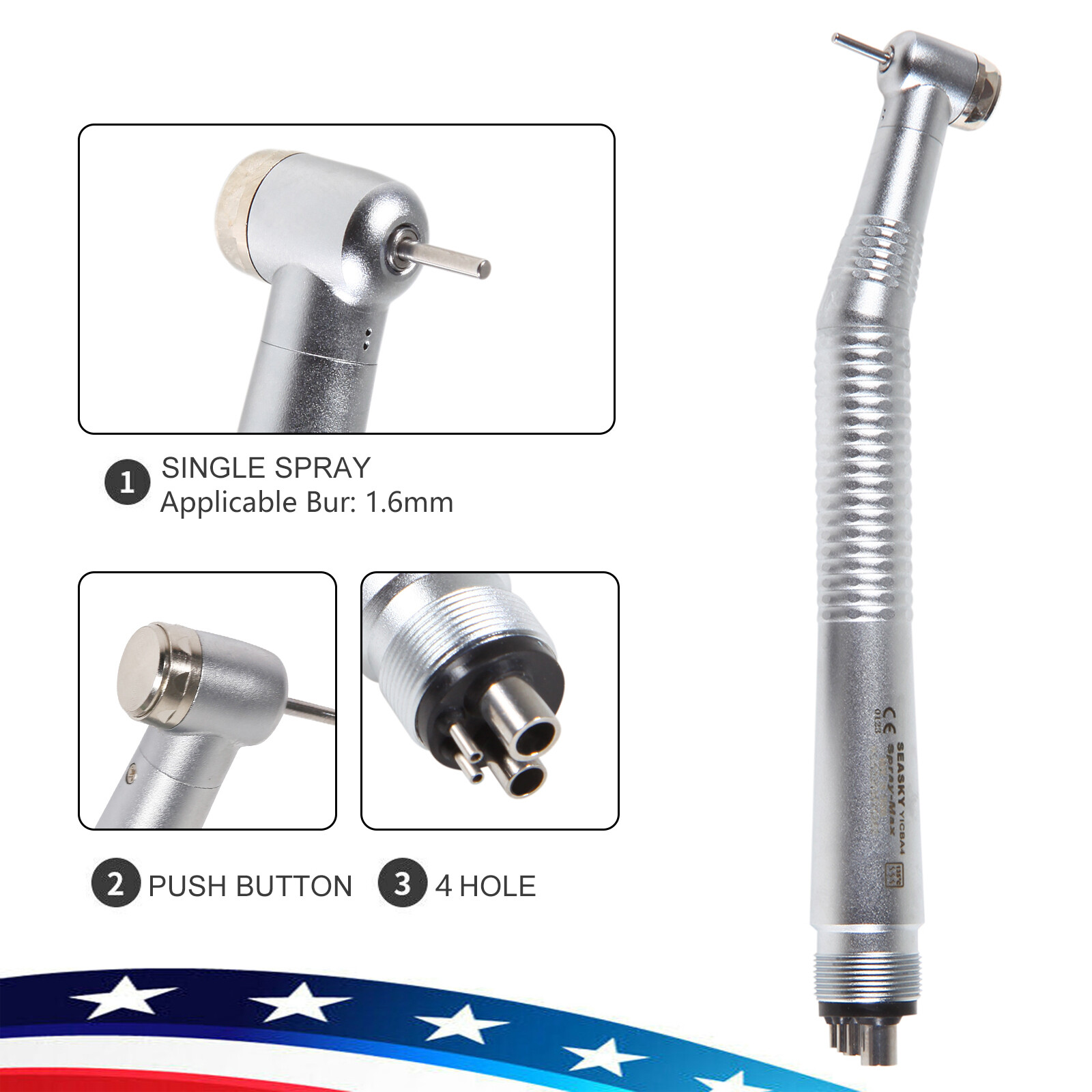 Pieza de Mano Dental de Fibra Óptica E-generador LED de Alta Velocidad 2/4H YBM