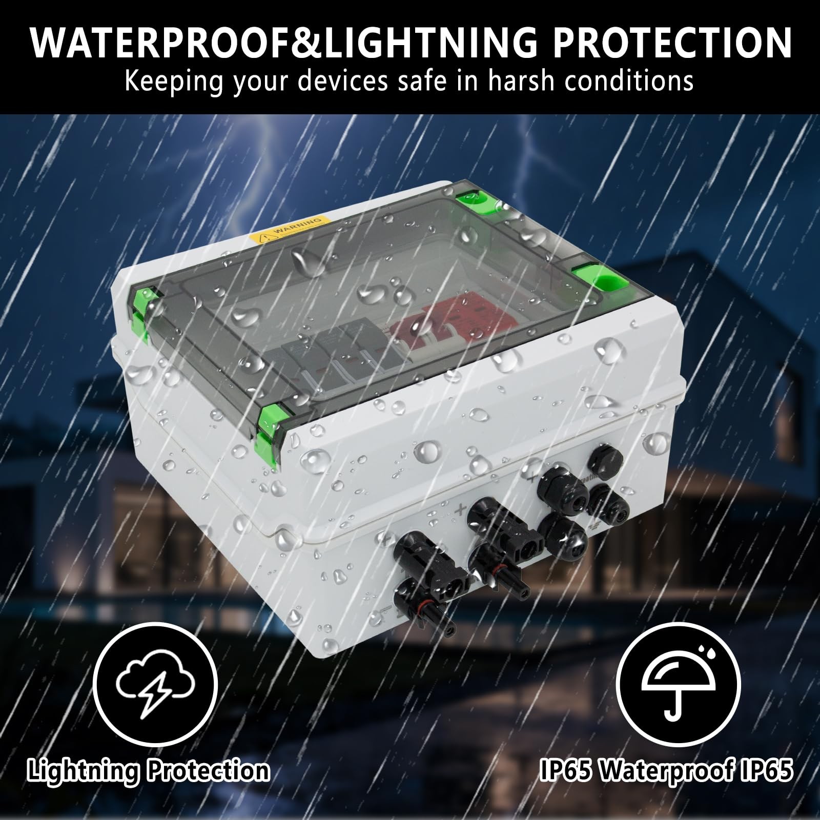 CXCESNS DC600V Solar Combiner Box IP65 2-In-1-Out 40A Circuit Breaker with Su…