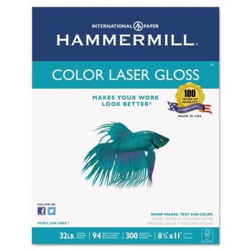 Hammermill Color Laser Gloss Paper, 94 Brightness, 32lb, 8-1/2 x 11, White, 300