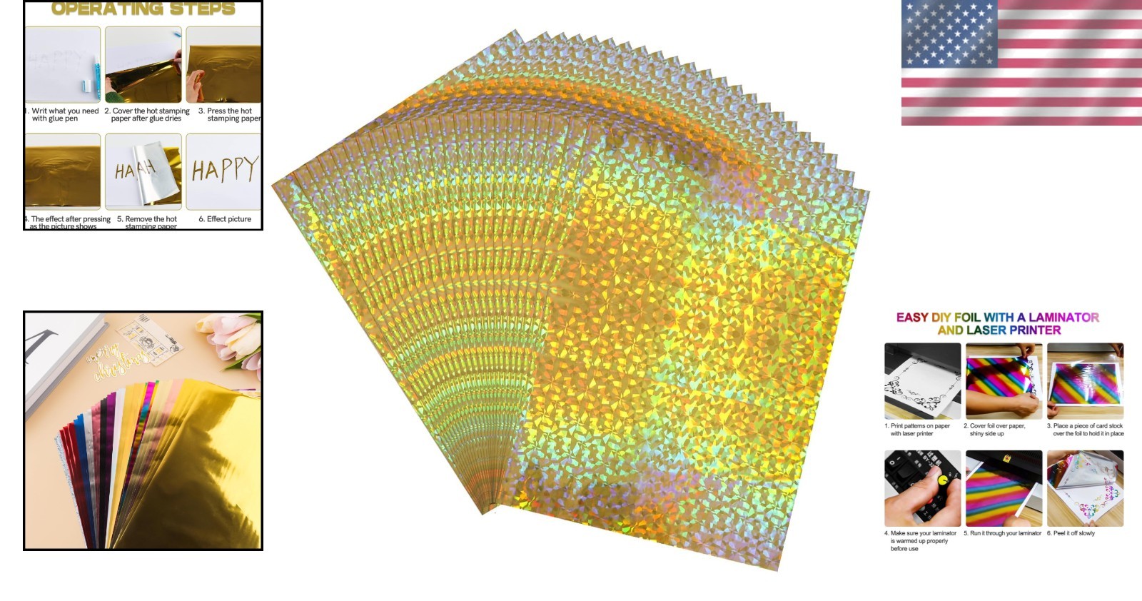 50Sheets Toner Reactive Foil Transfer Paper 7.9X11.4Inch A4 Hot Foil Paper for D